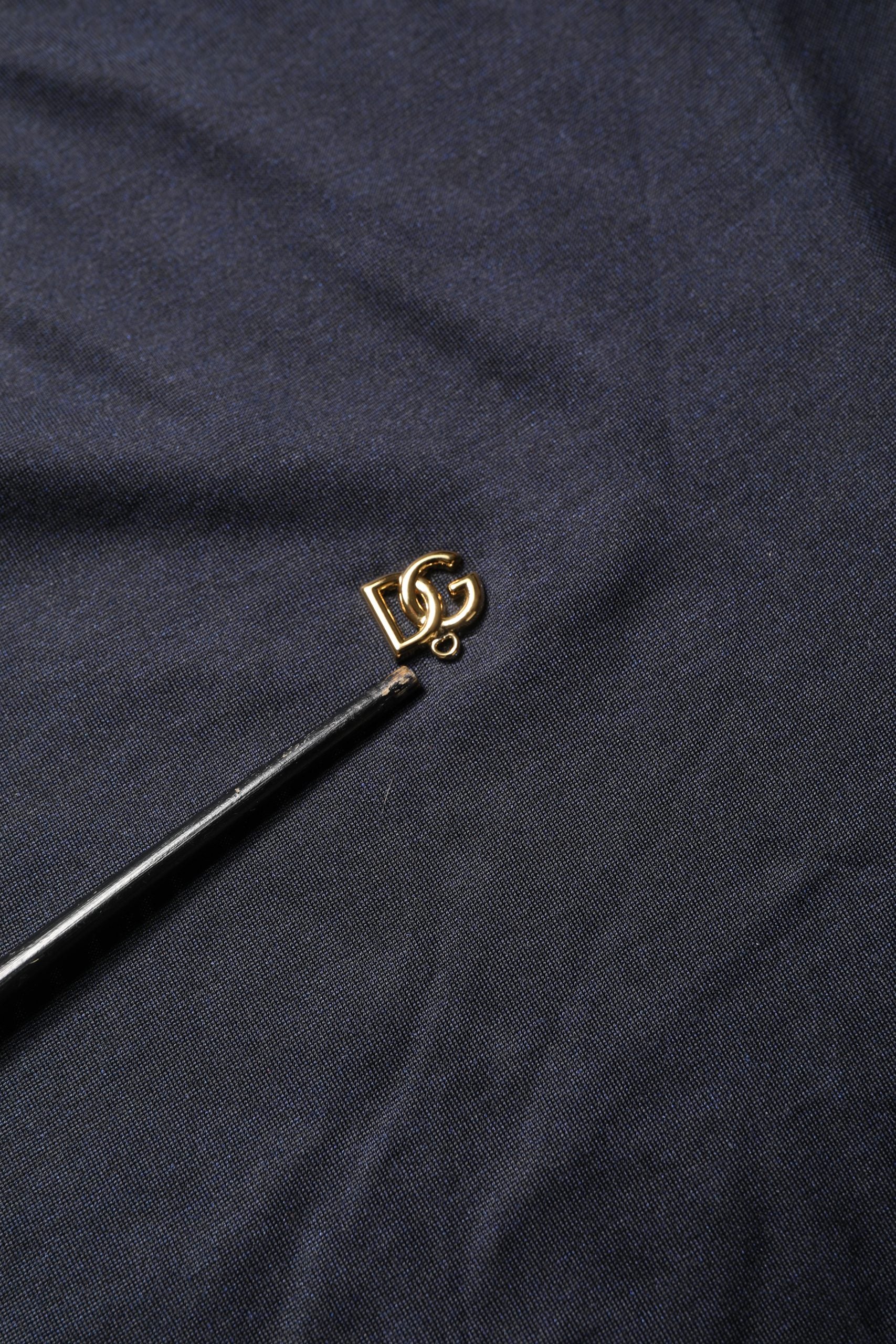 Dolce & Gabbana Dark Blue DG Logo Silk Men Crew Neck T-shirt