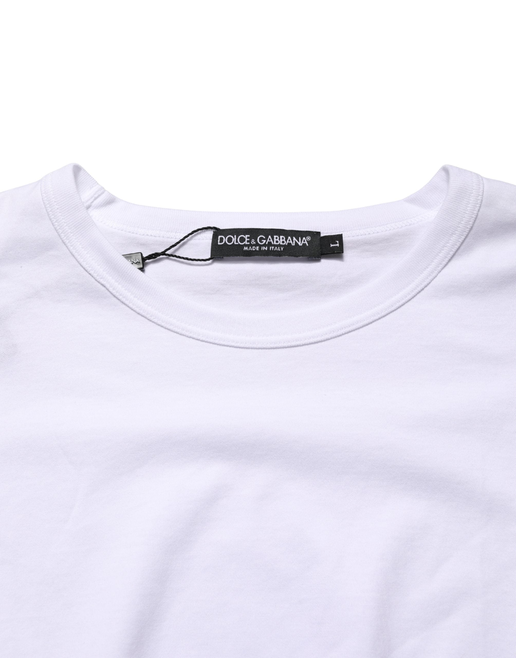Dolce & Gabbana White Cotton Short Sleeves Crew Neck T-shirt