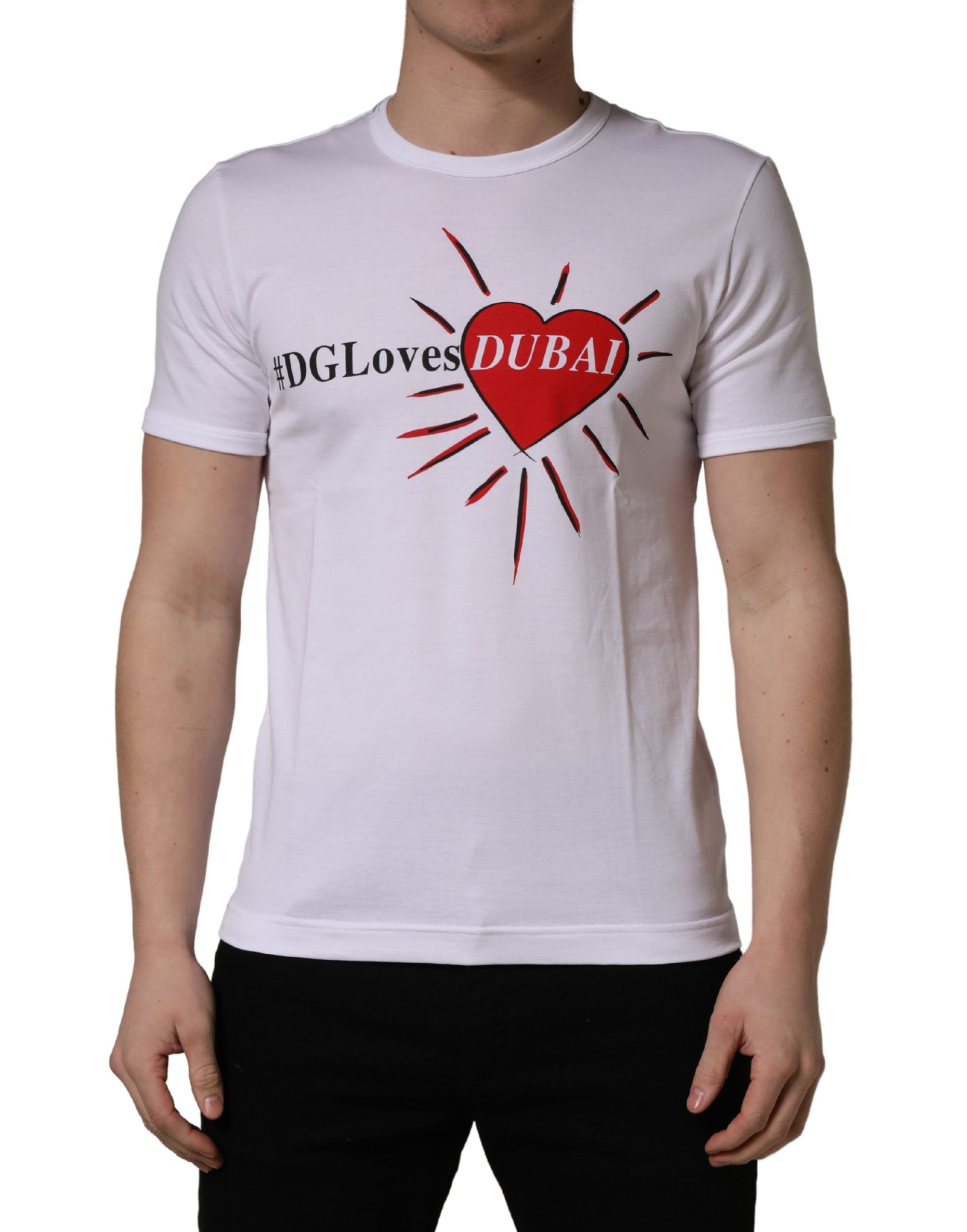 Dolce & Gabbana White #DGLovesDUBAI Cotton Crew Neck T-shirt