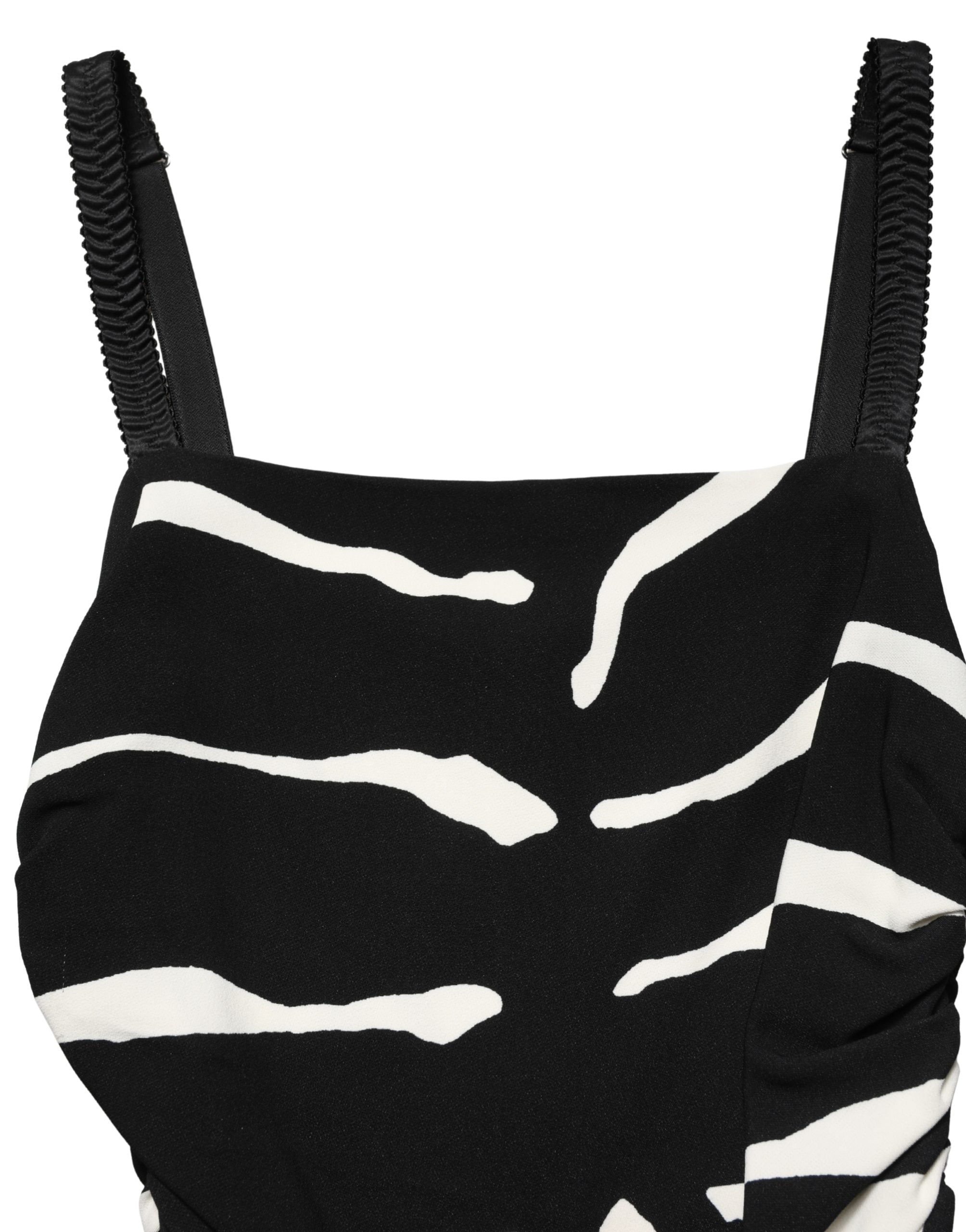 Dolce & Gabbana Black White Zebra Print CadyCalf Length Dress