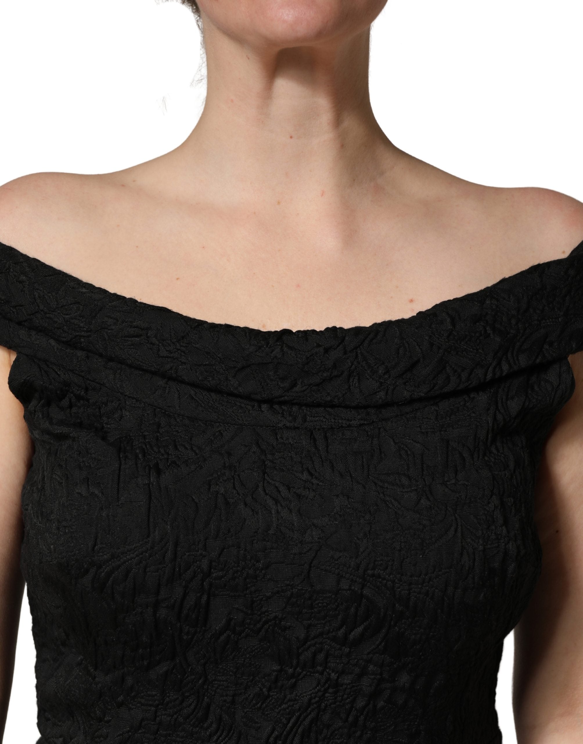 Dolce & Gabbana Black Floral Brocade Sheath Mermaid Dress