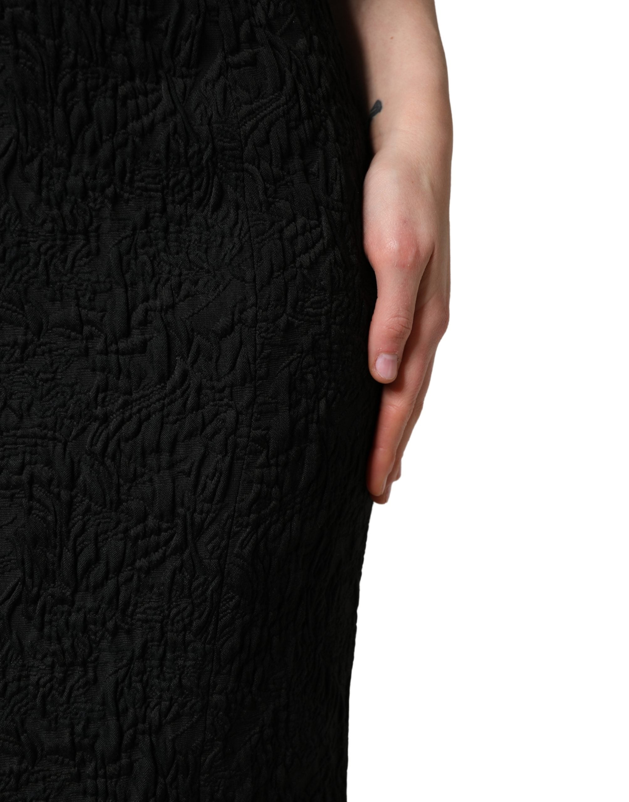 Dolce & Gabbana Black Floral Brocade Sheath Mermaid Dress