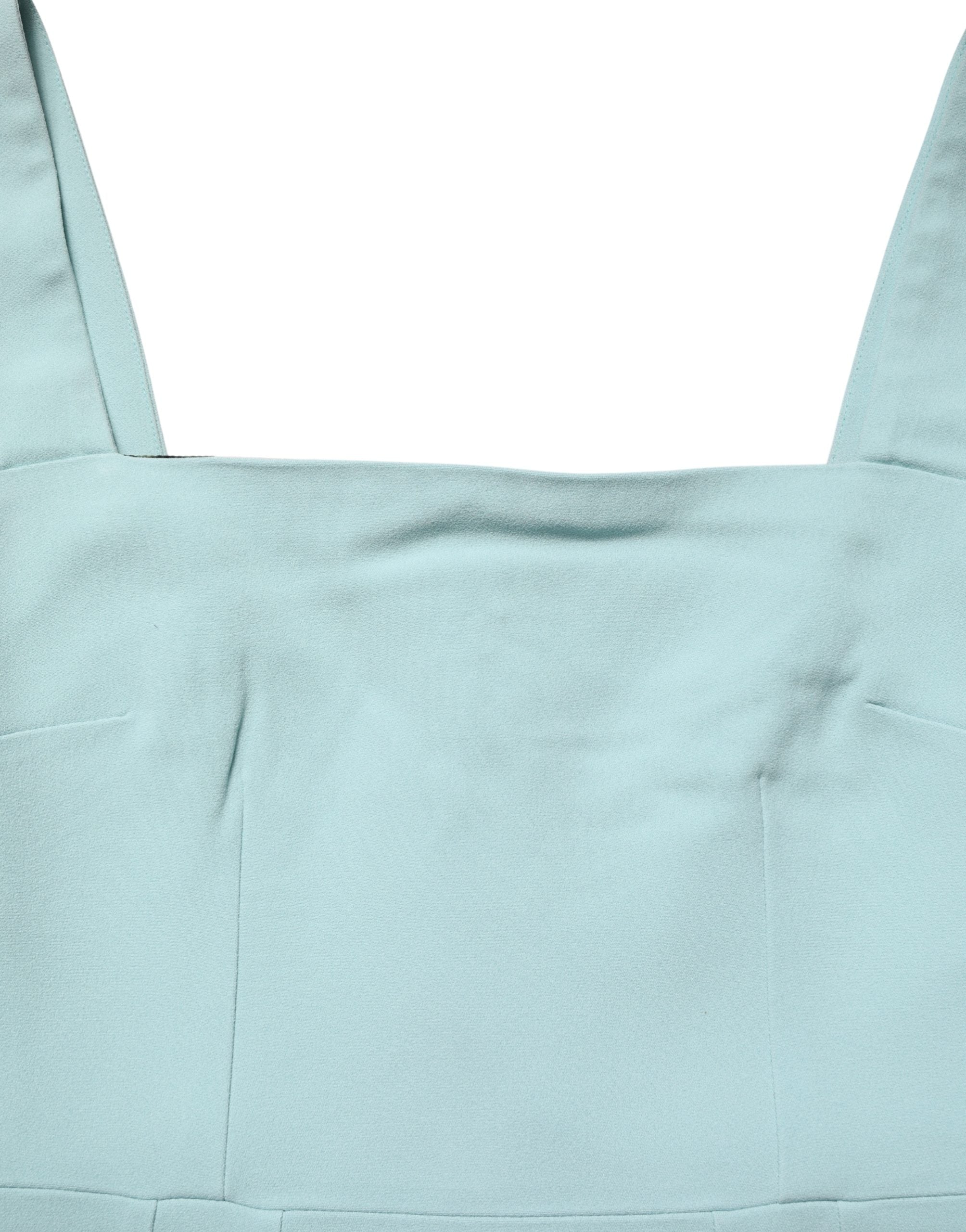 Dolce & Gabbana Green Square Neck Sleeveless Mini  Dress