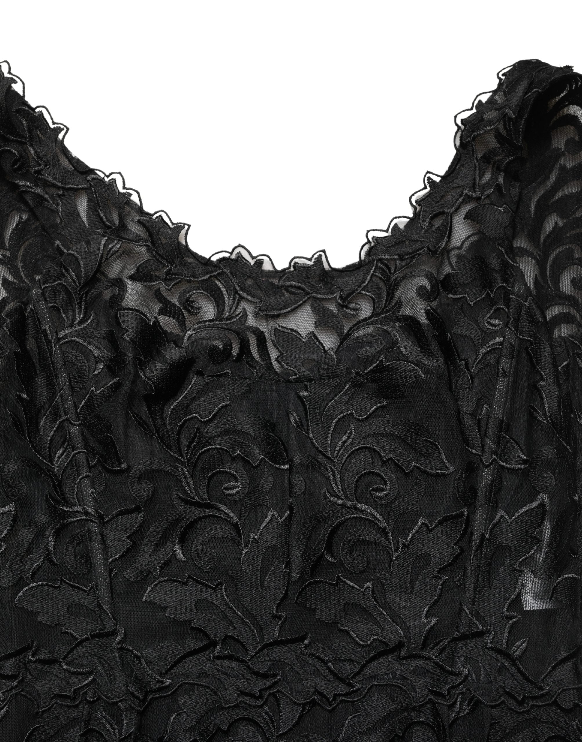 Dolce & Gabbana Black Floral Lace Evening Long Gown Dress