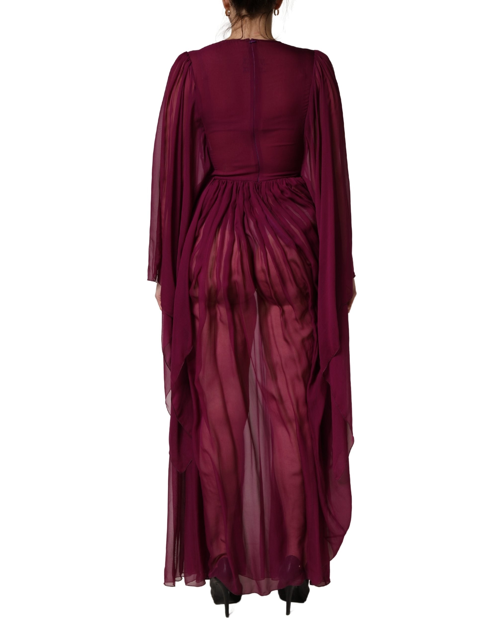 Dolce & Gabbana Purple Sheer Chiffon Silk Long Maxi Dress