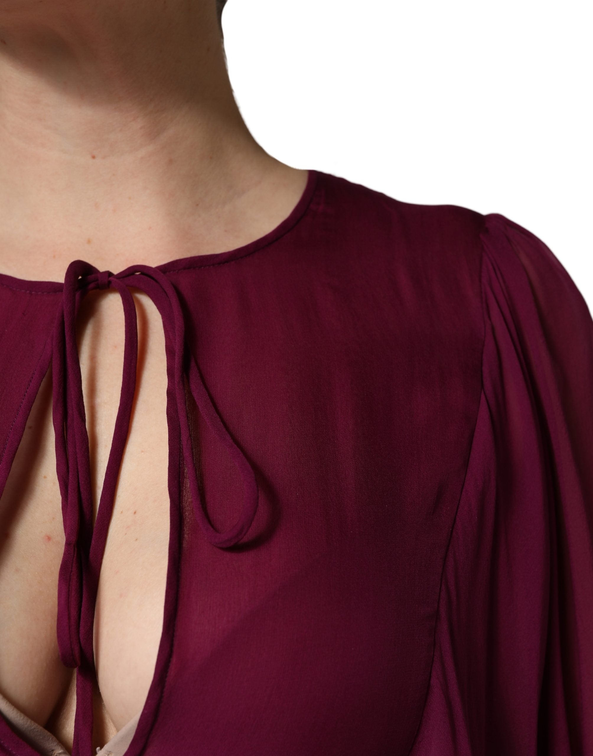 Dolce & Gabbana Purple Sheer Chiffon Silk Long Maxi Dress