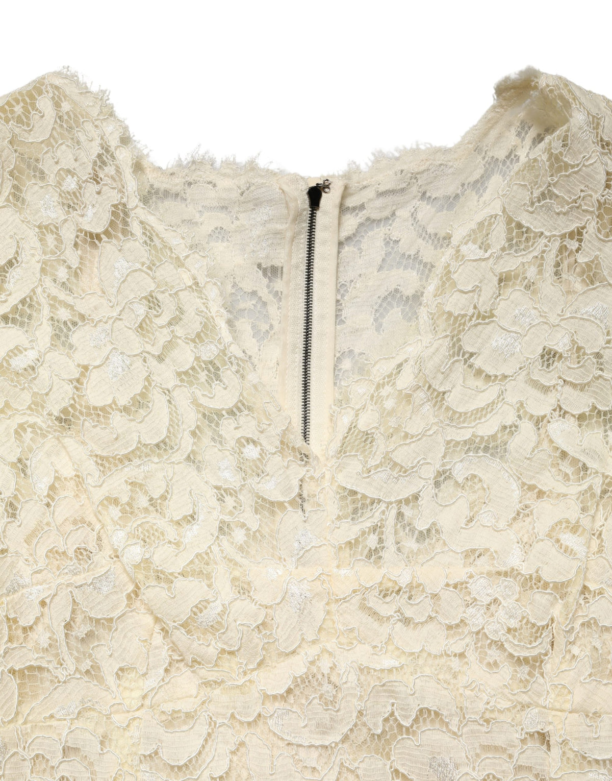 Dolce & Gabbana Off White Floral Lace Sheath Maxi Dress