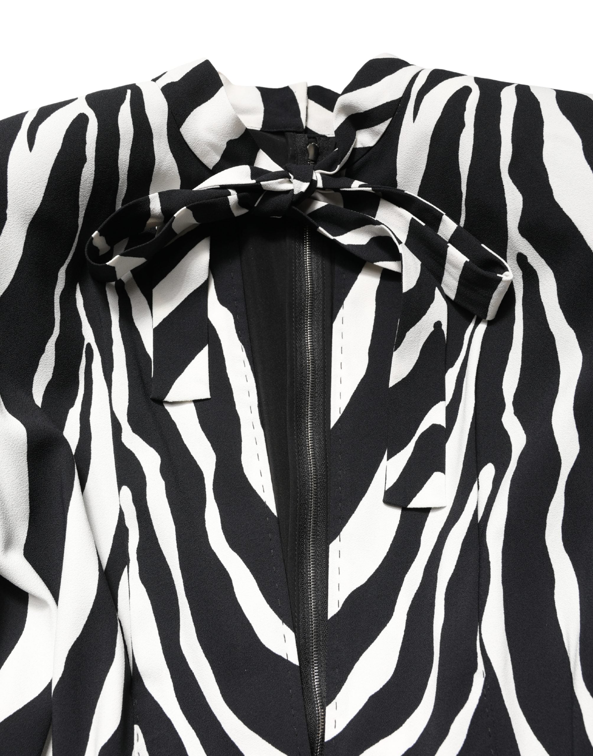 Dolce & Gabbana Black White Viscose Zebra Pattern Jumpsuit