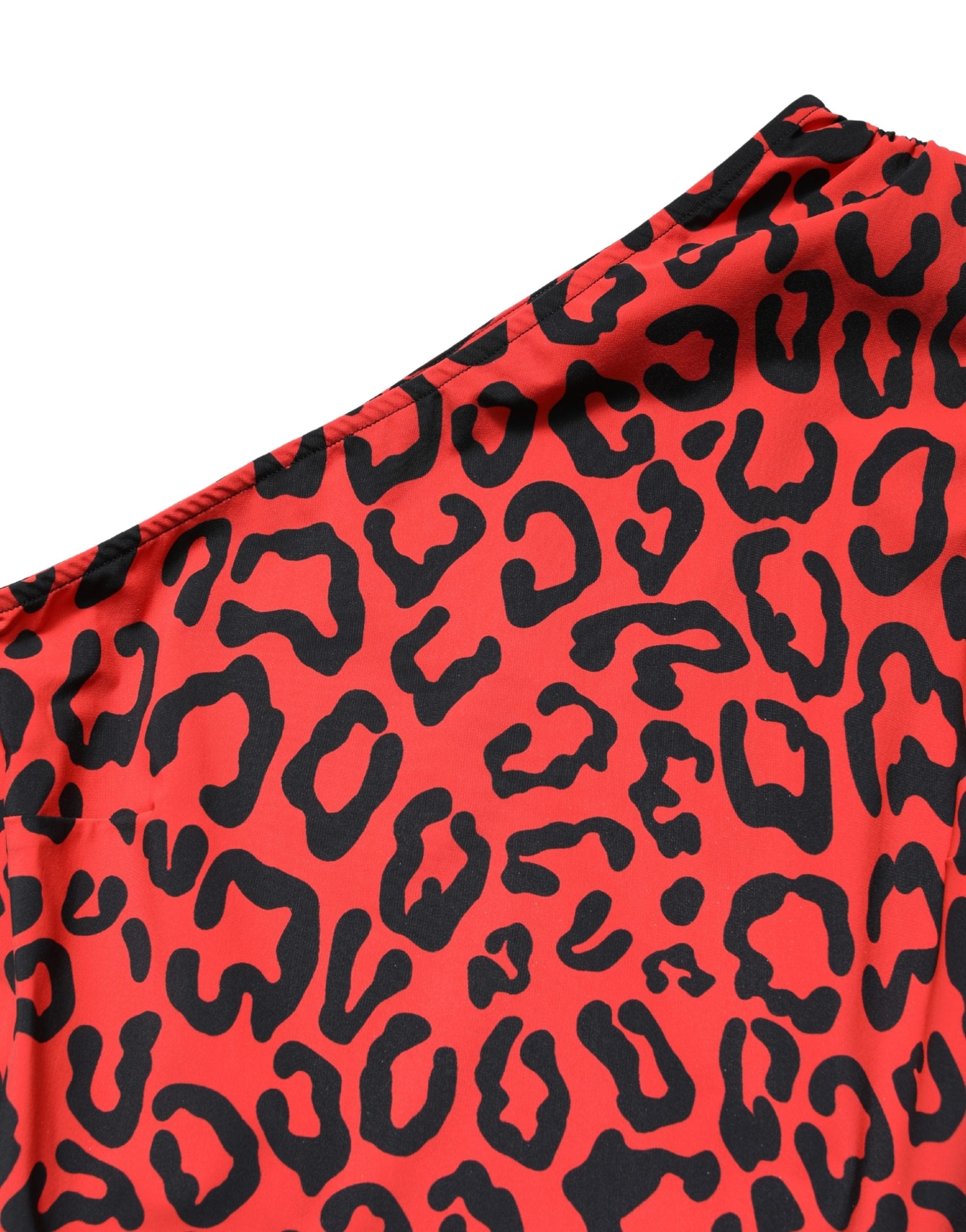 Dolce & Gabbana Black Red Nylon Leopard Pattern Jumpsuit