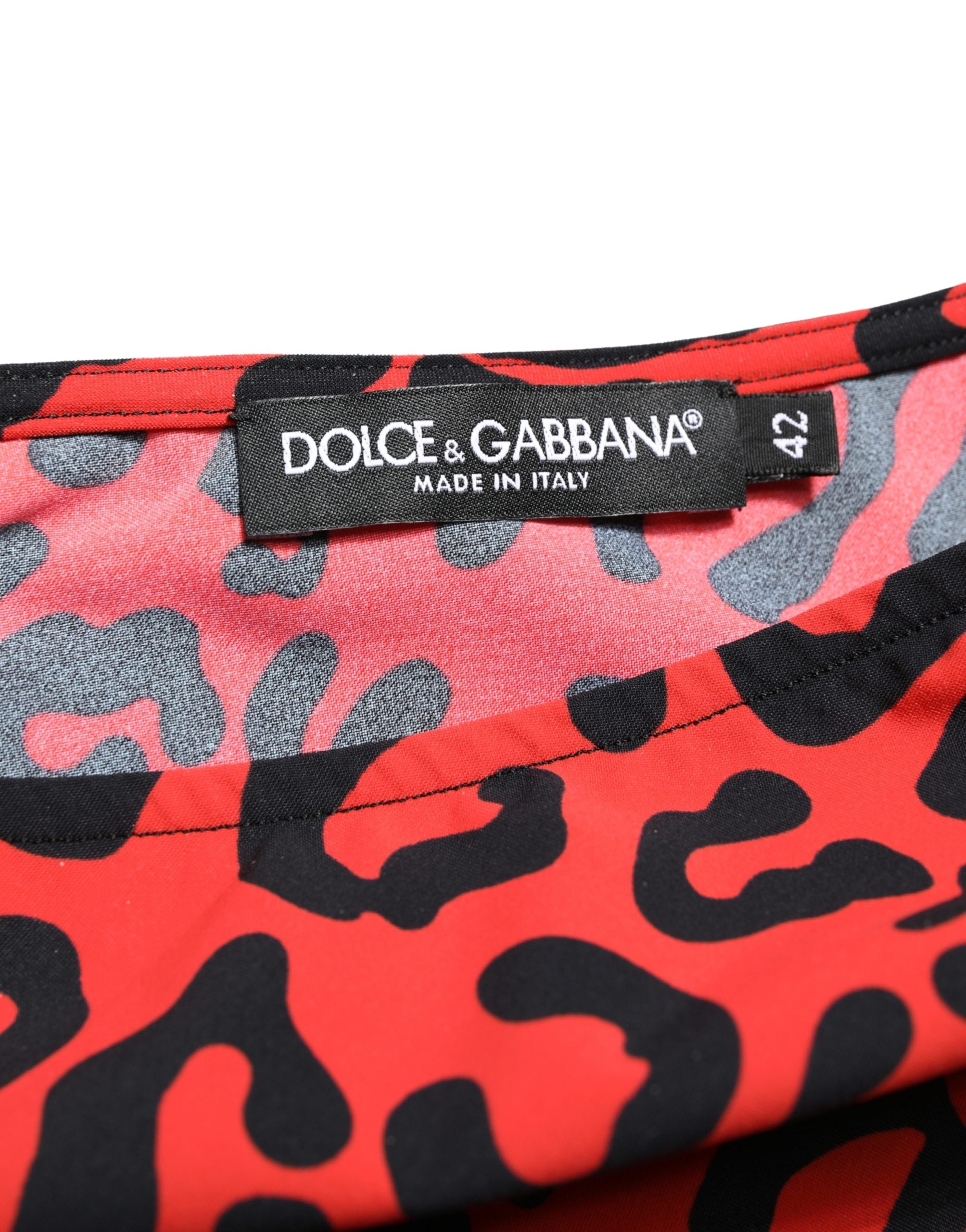 Dolce & Gabbana Black Red Nylon Leopard Pattern Jumpsuit