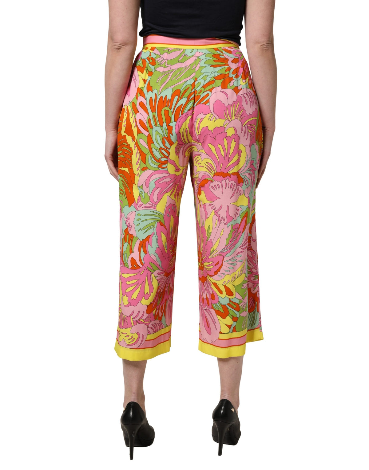 Dolce & Gabbana Multicolor FloralPrint Cropped Trouser Pants