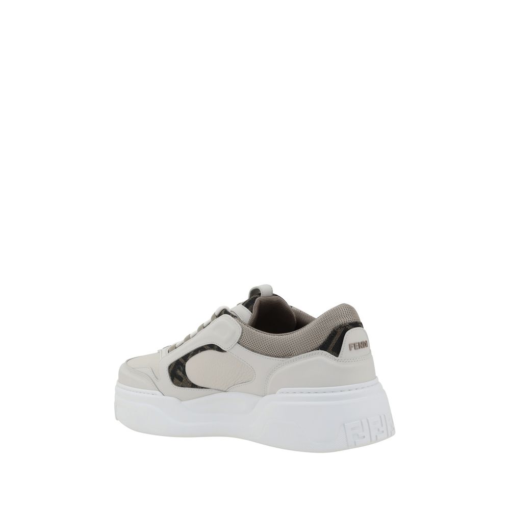 Fendi White Calf Leather Bos Taurus Low Top Sneakers