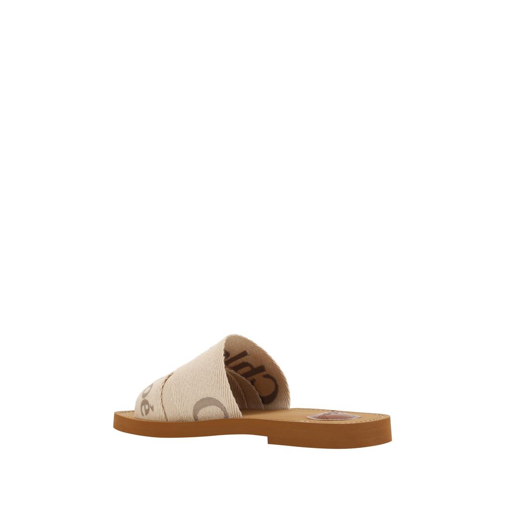 Chloé Multicolor Linen Flat Sandals
