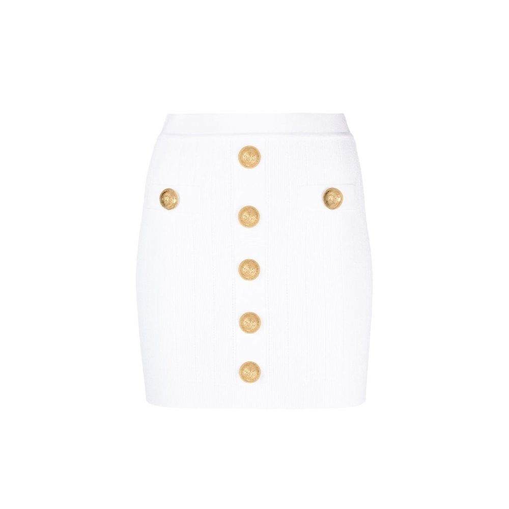Balmain White Polyester Mini Skirt