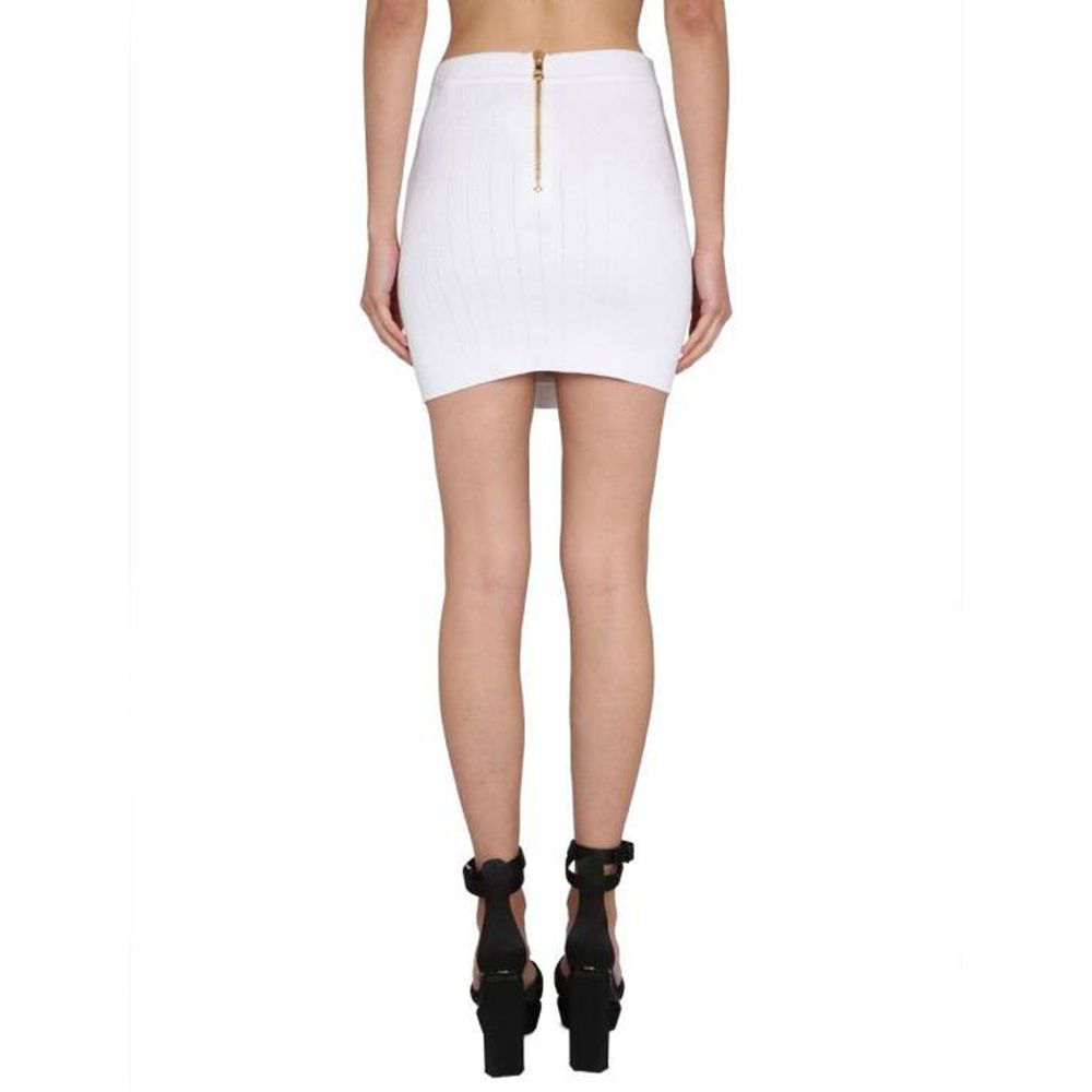 Balmain White Polyester Mini Skirt