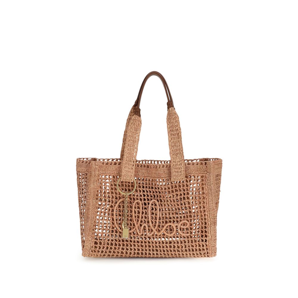 Chloé Beige Raffia Shoulder Bag