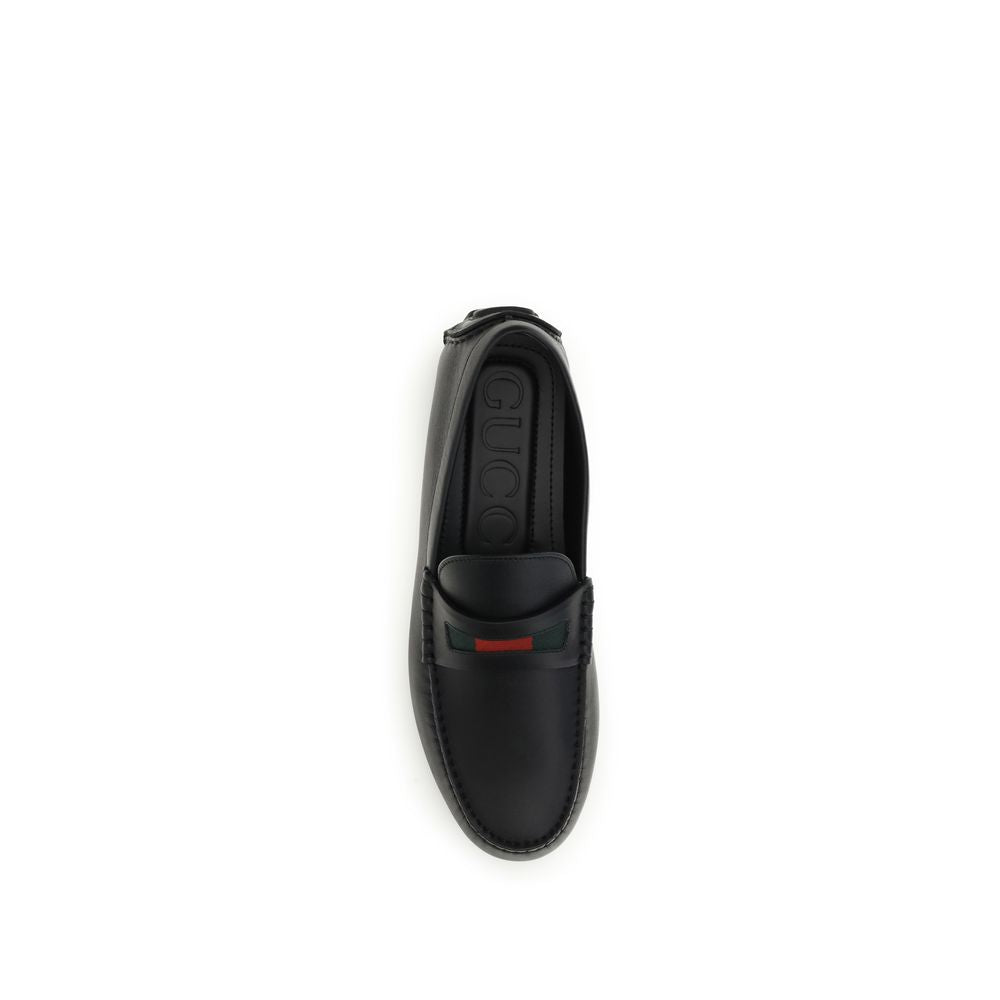 Gucci Black Calf Leather Bos Taurus Slip-On Loafers