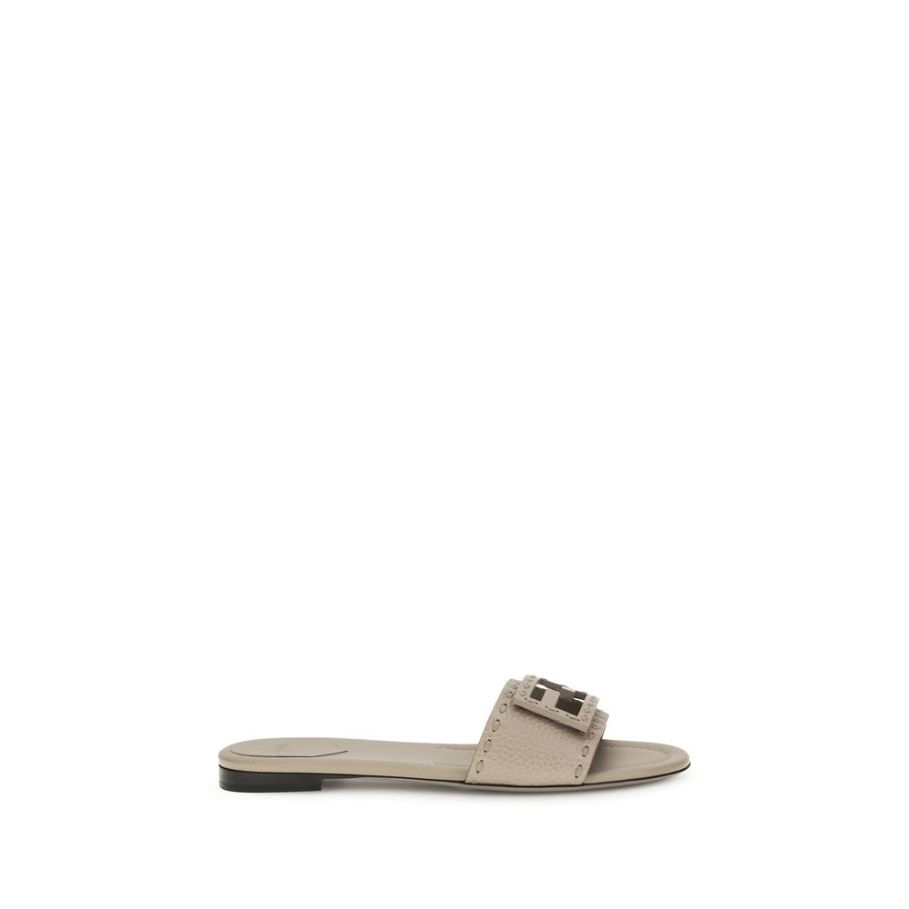 Fendi Gray Calf Leather Bos Taurus Sandals
