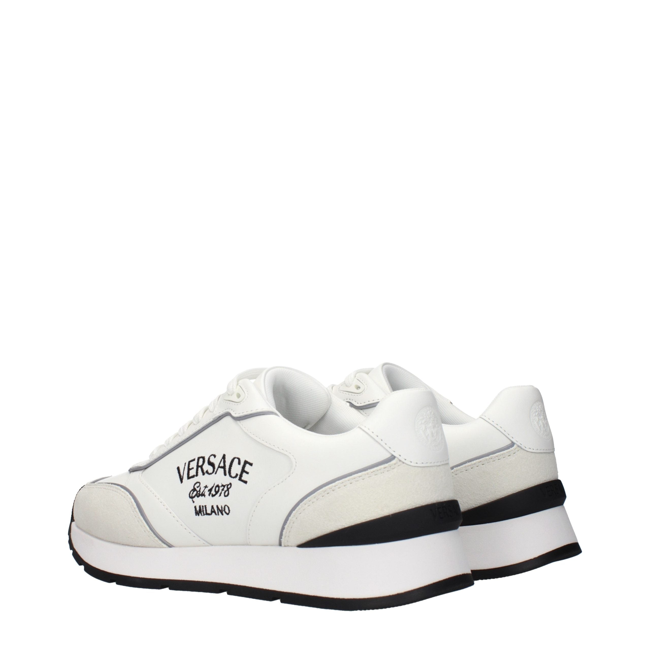 Versace White Leather Athletic Sneakers