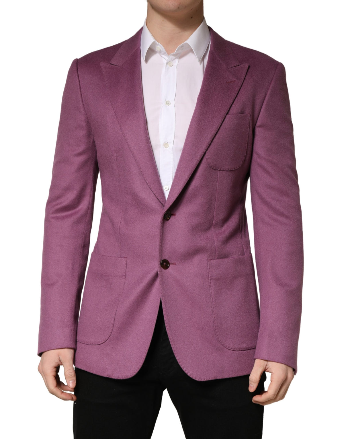 Dolce & Gabbana Purple Cashmere Slim Fit Coat Jacket Blazer
