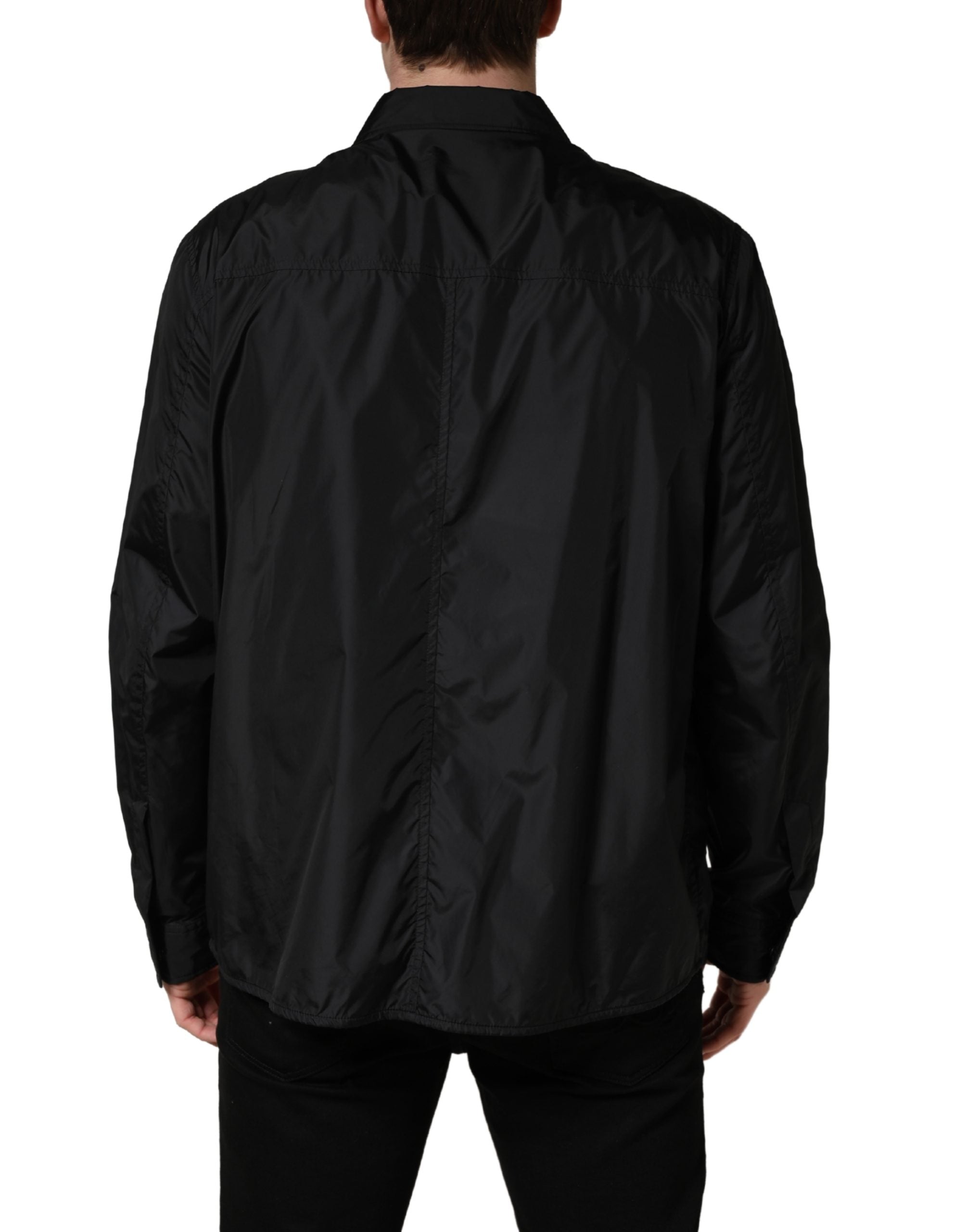 Dolce & Gabbana Black Logo Plaque Long Sleeves Shirt Jacket