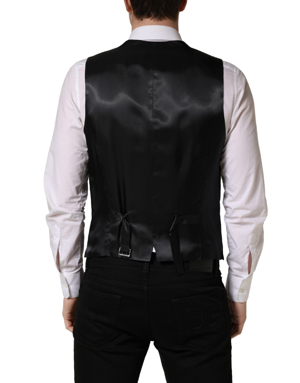 Dolce & Gabbana Black Wool Single Breasted Waistcoat Vest