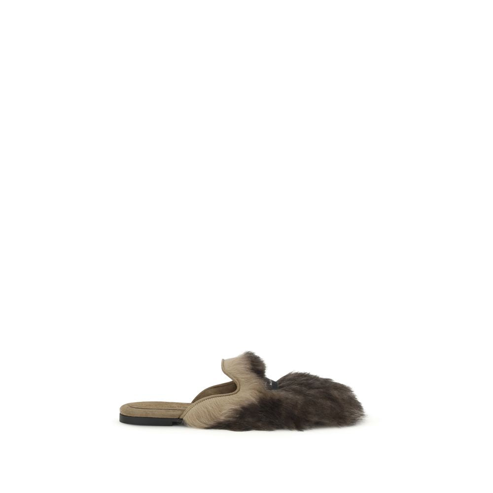 Dolce & Gabbana Gray Lamb Ovis Aries Aries Mules