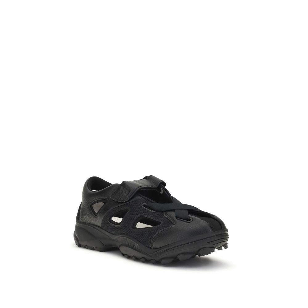 Y-3 Black Calf Leather Bos Taurus Flat Sandals