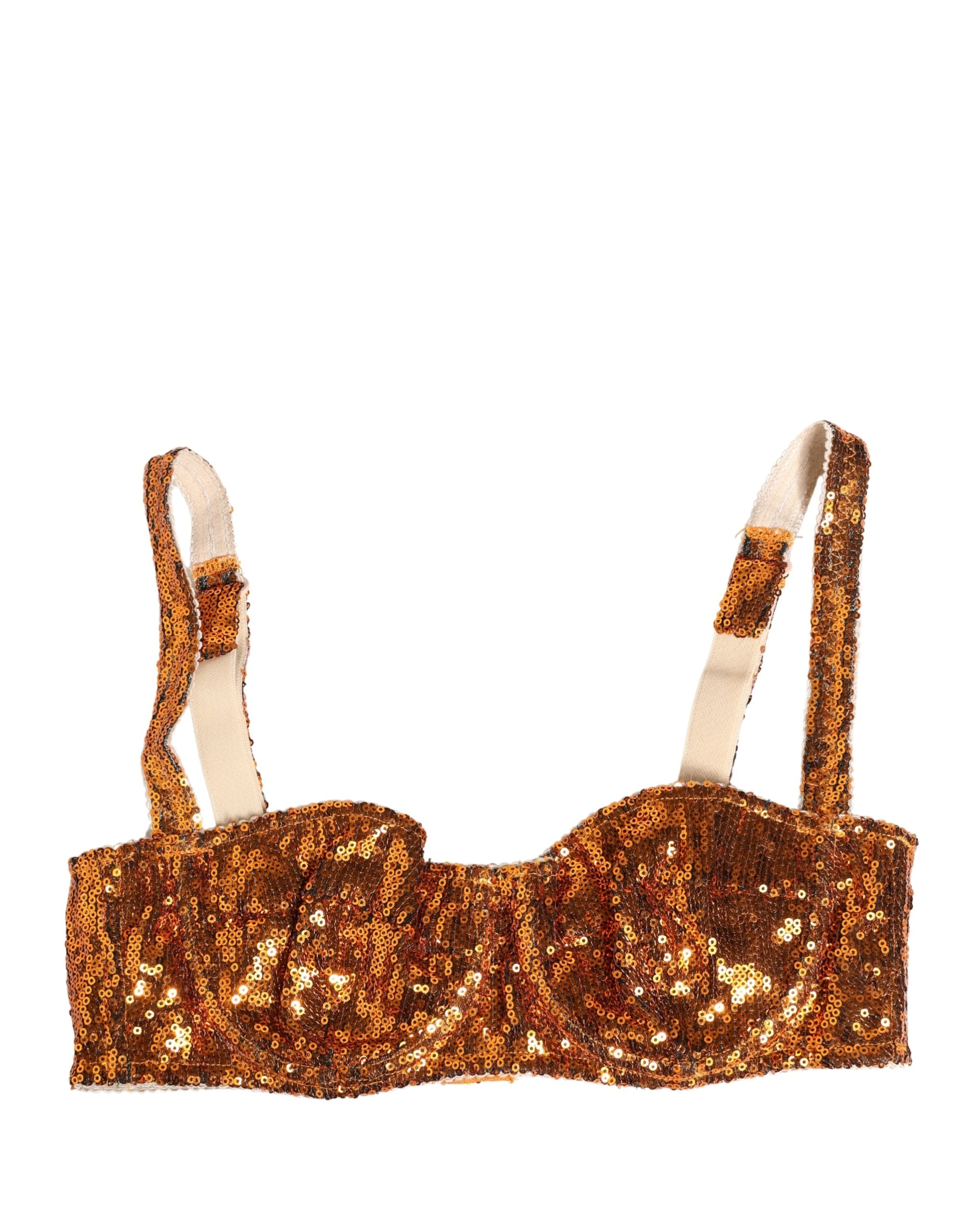 Dolce & Gabbana Gold Sequined Nyon Balconnet Bra Underwear