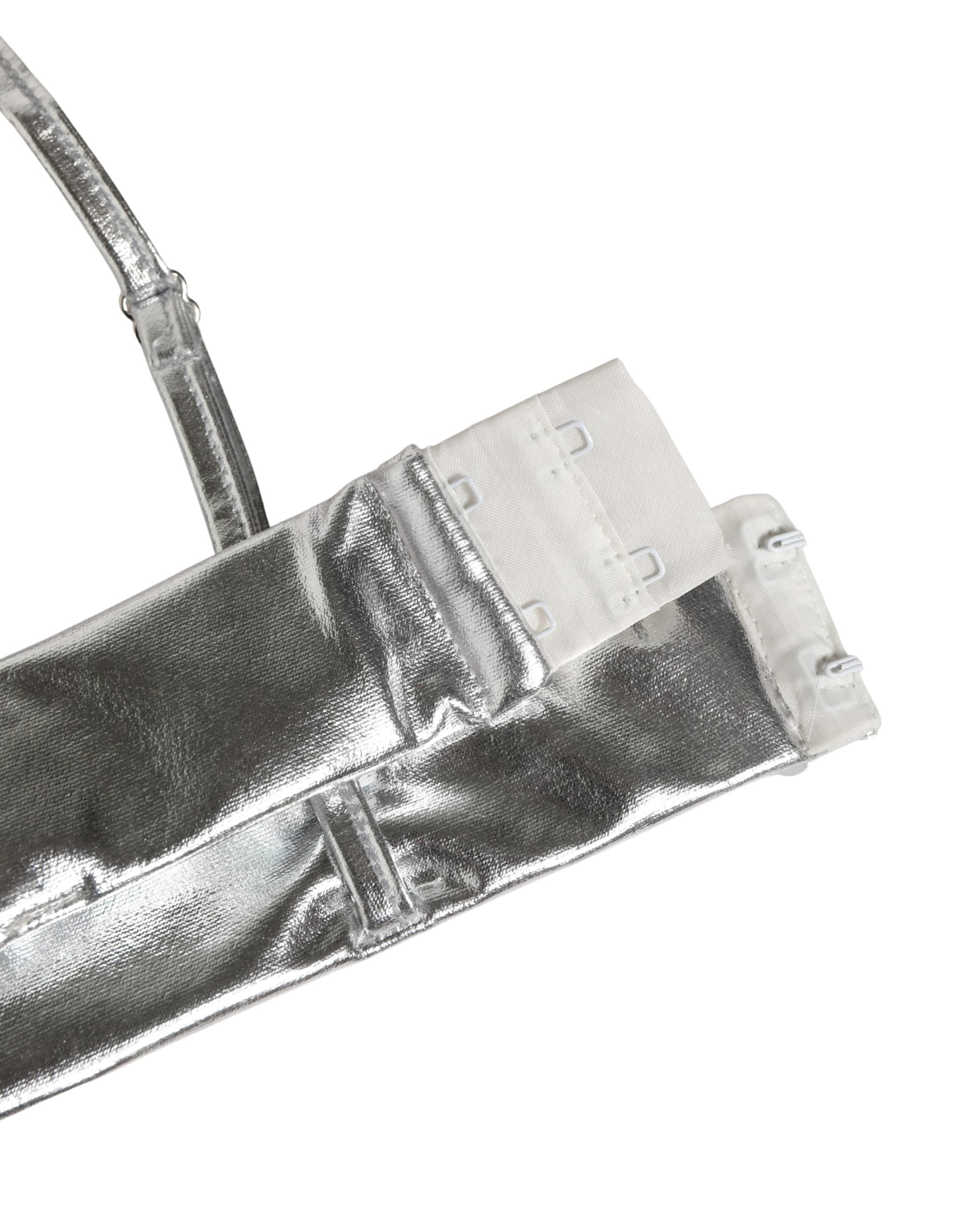 Dolce & Gabbana Metallic Silver Sleeveless Bustier Cropped Top