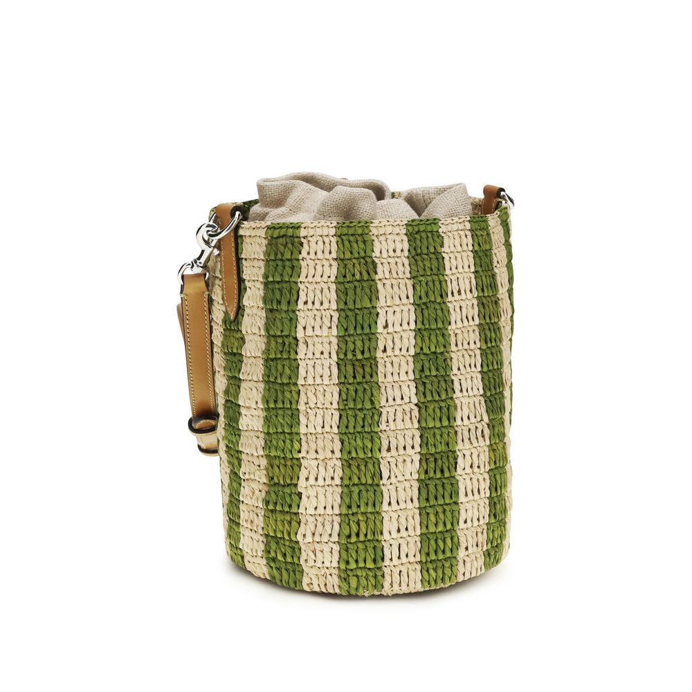 Valentino Garavani Bicolor Raffia Backet Bag