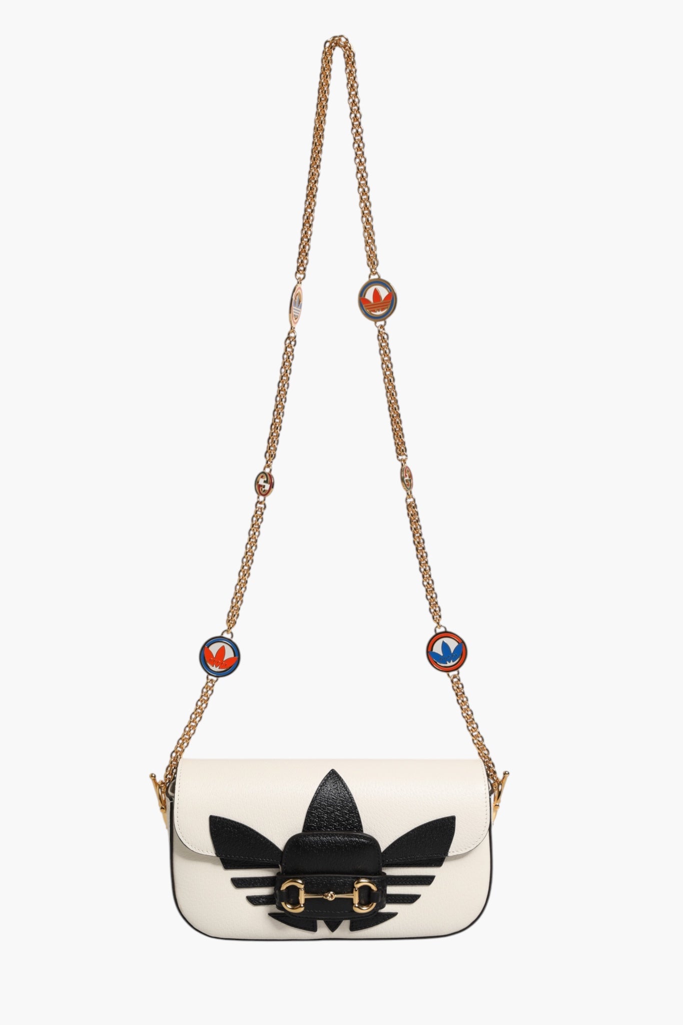 Gucci x Adidas Horsebit 1955  White Black Calfskin Leather Shoulder Bag