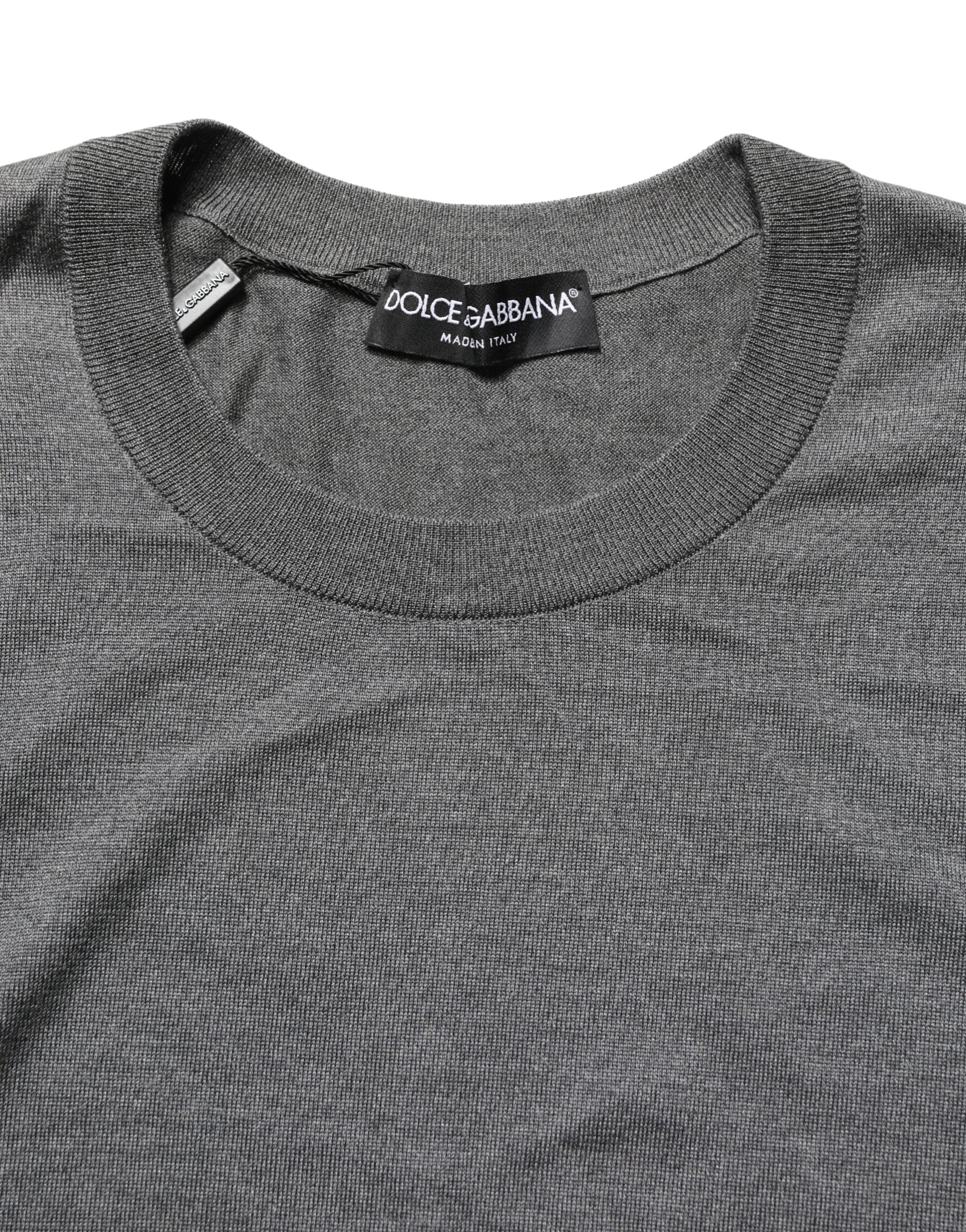 Dolce & Gabbana Gray Long Sleeves Crew Neck Pullover Sweater