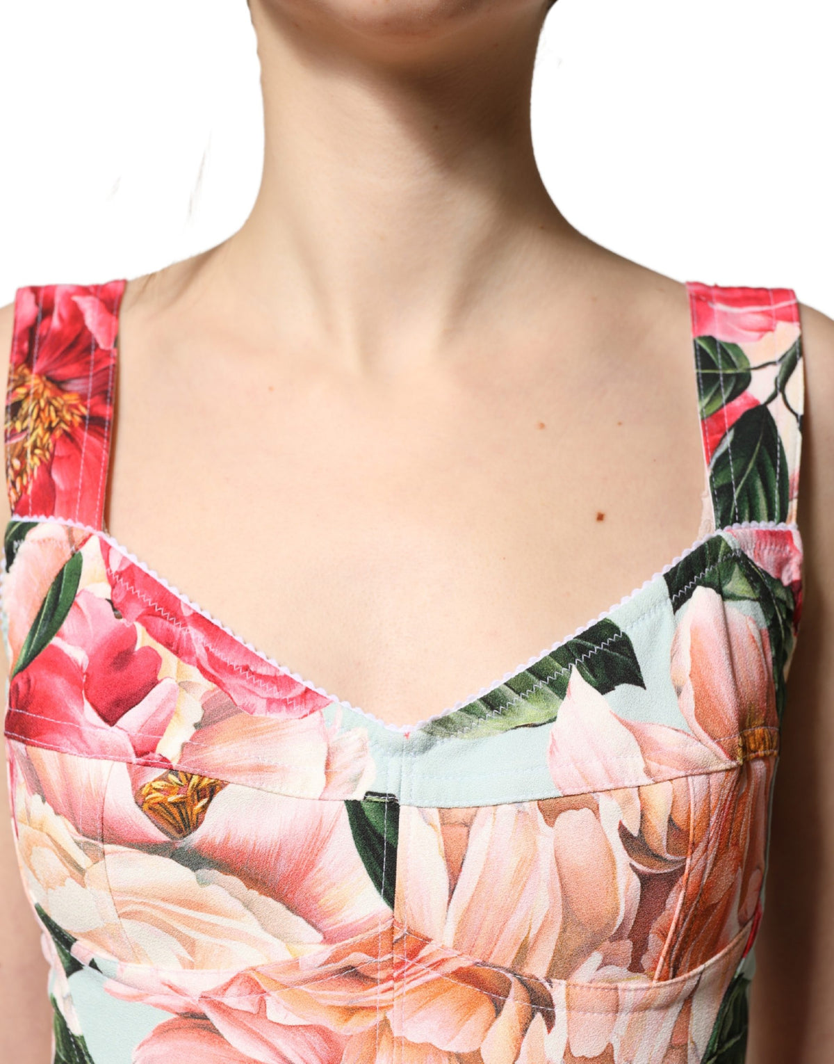 Dolce & Gabbana Multicolor Floral Print Viscose Sheath Dress