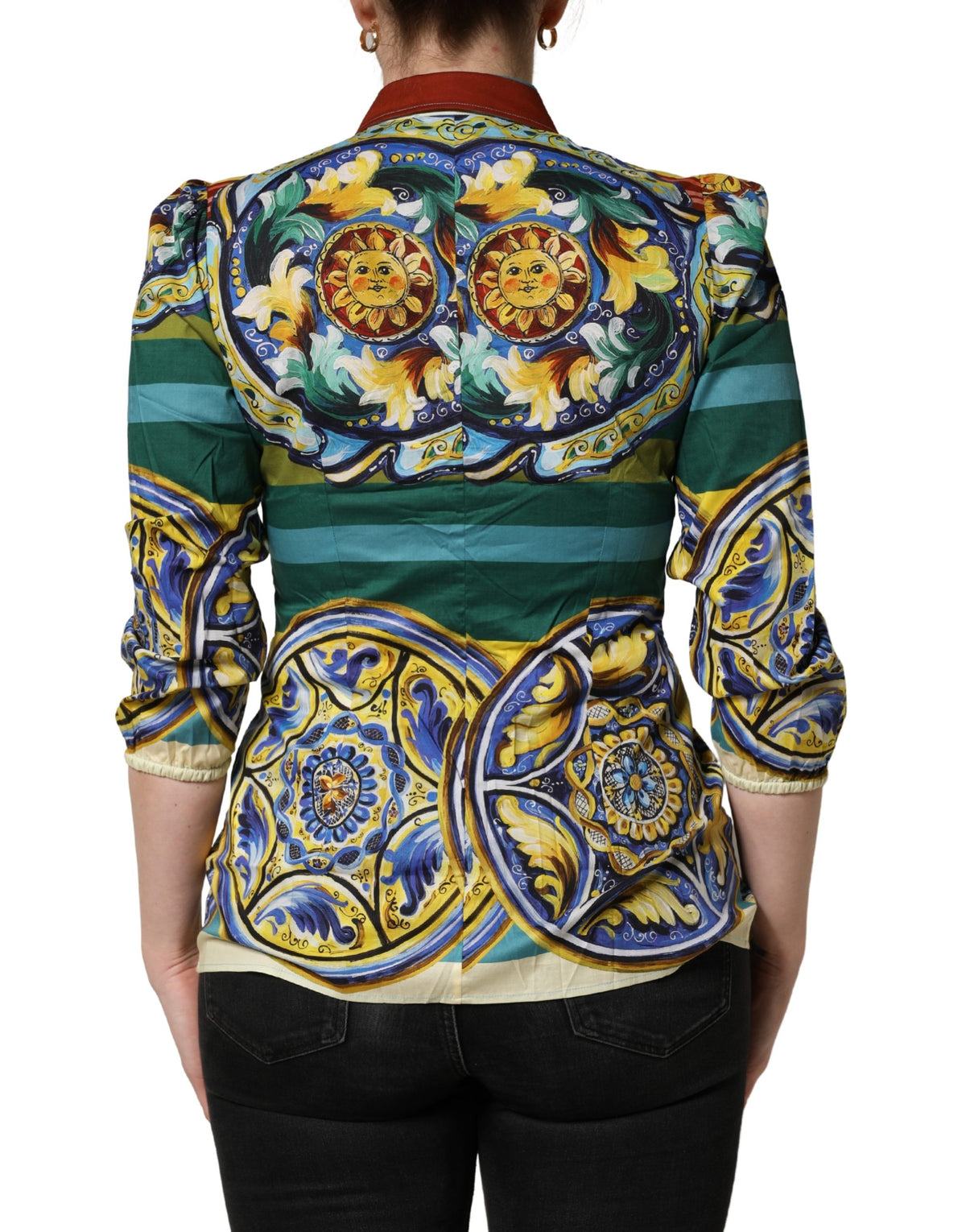 Dolce & Gabbana Multicolor Majolica Print Cotton Blouse Top