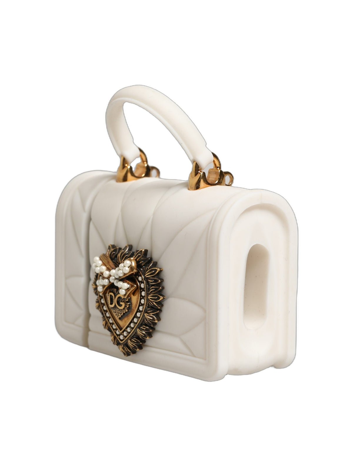 Dolce & Gabbana Case White Silicone Devotion Heart Cover Hand Bag Airpod