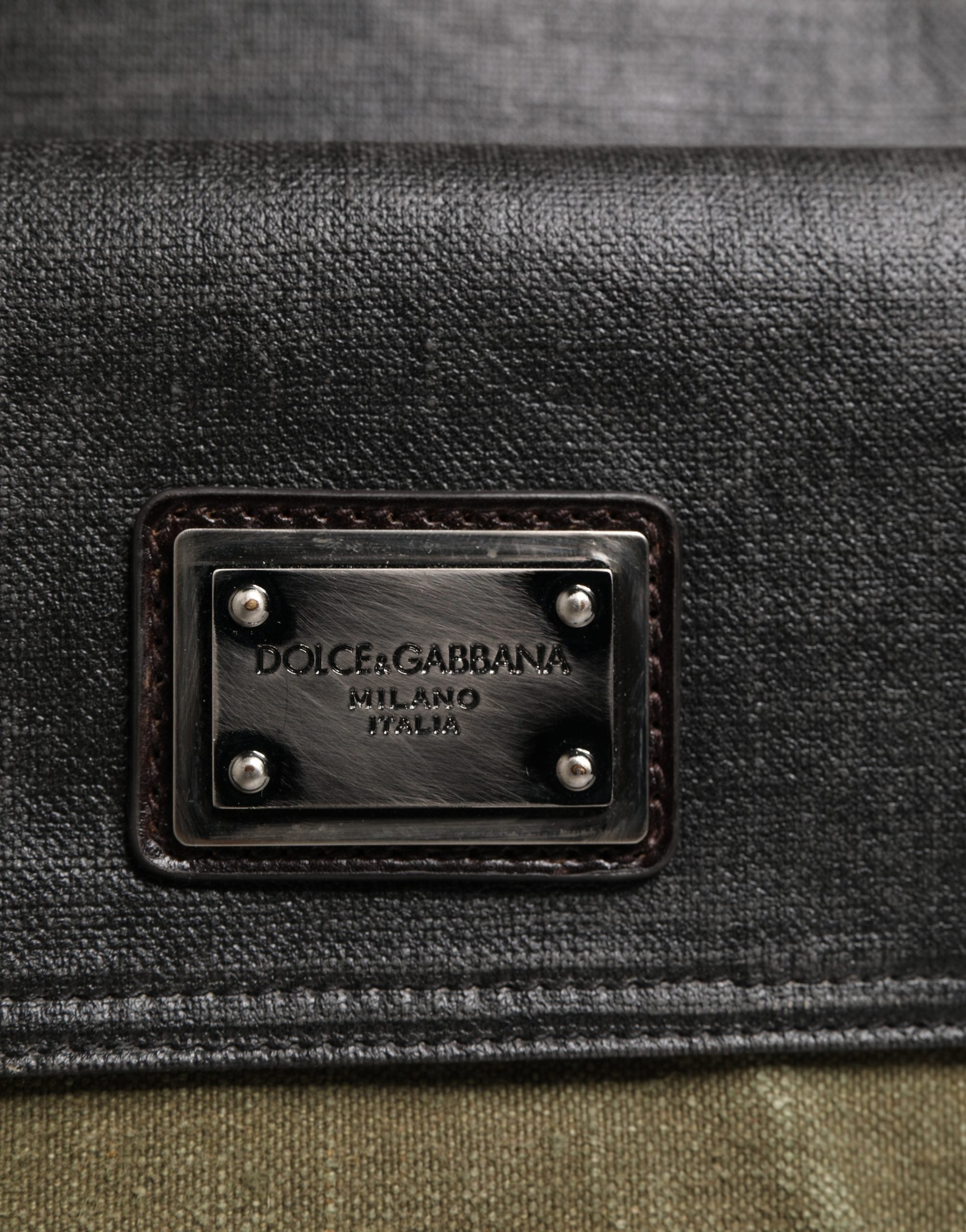 Dolce & Gabbana Military Green Two Tone Tote Duffel Shoulder Borse Bag