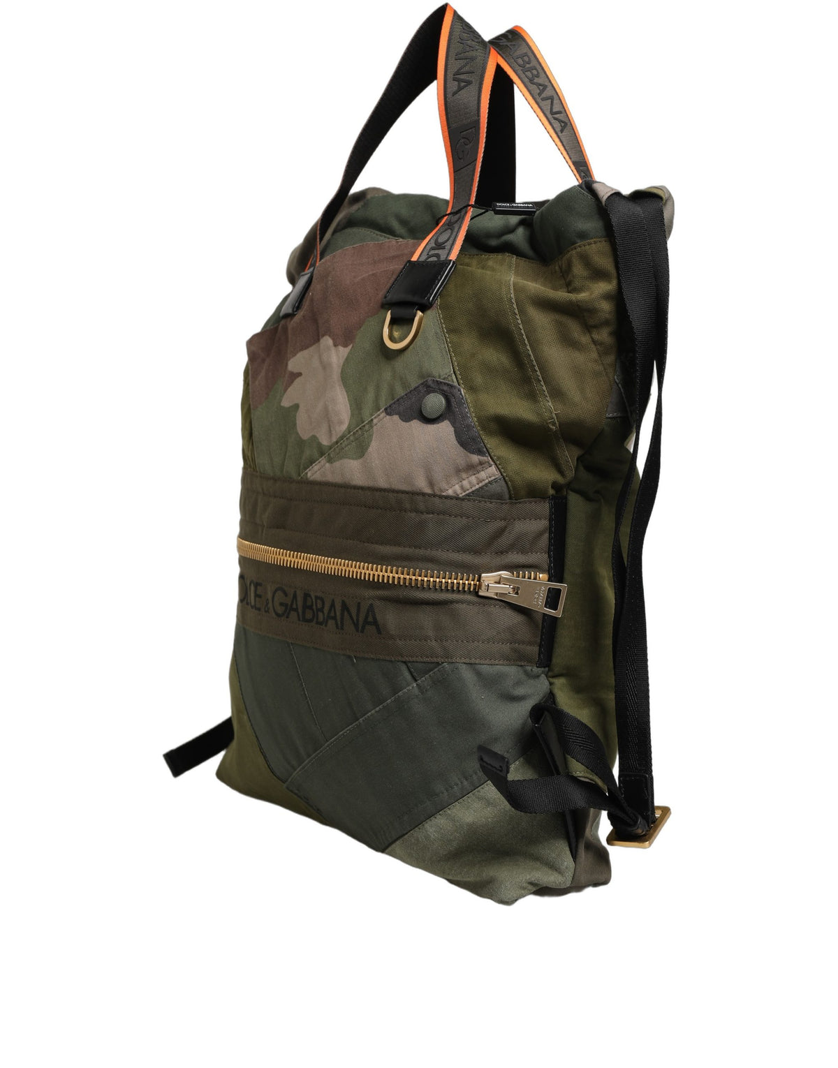 Dolce & Gabbana Military Green Patchwork Rucksack Backpack Borse Men Bag