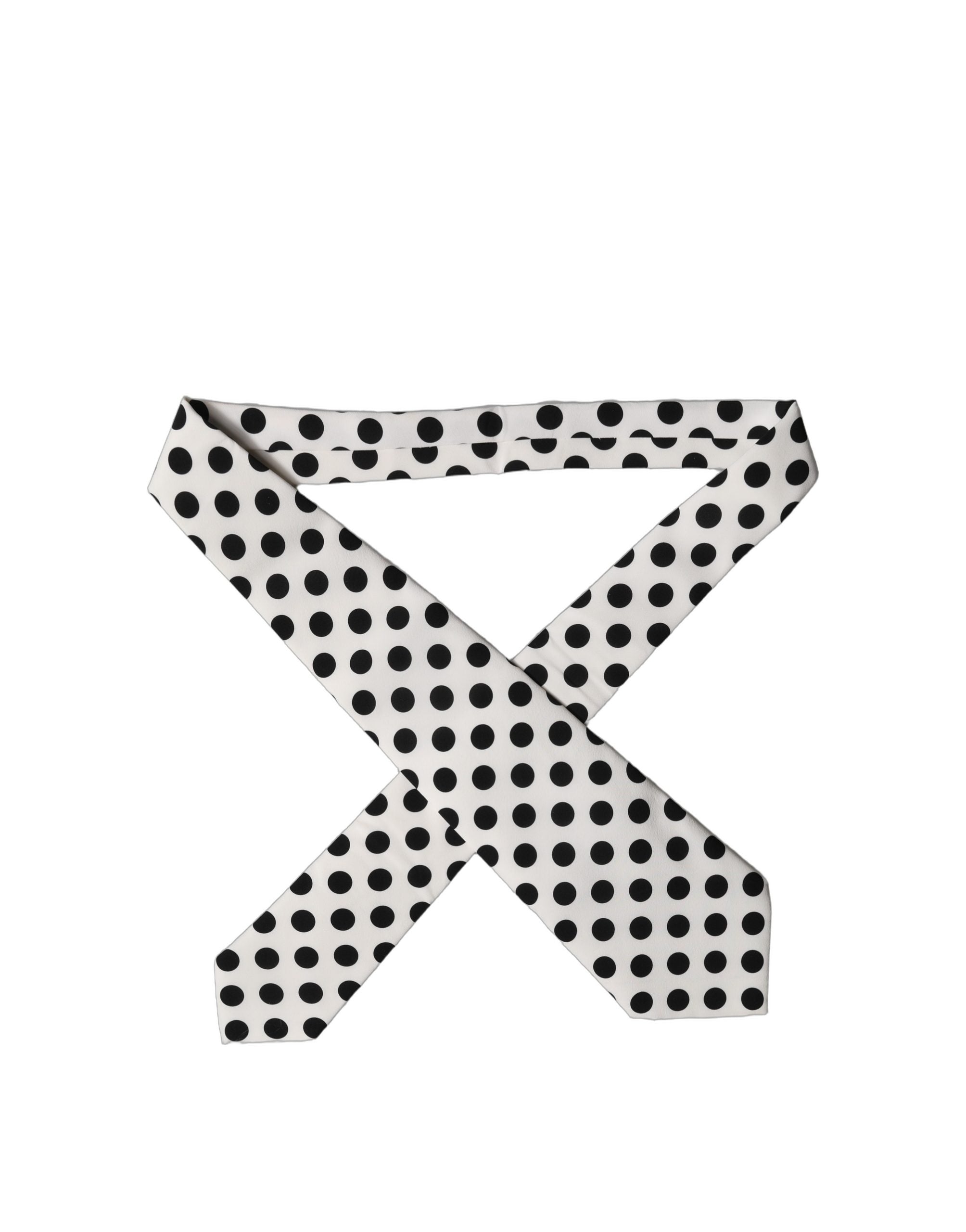 Dolce & Gabbana White Black Polka Dot Silk Adjustable Women Necktie Tie