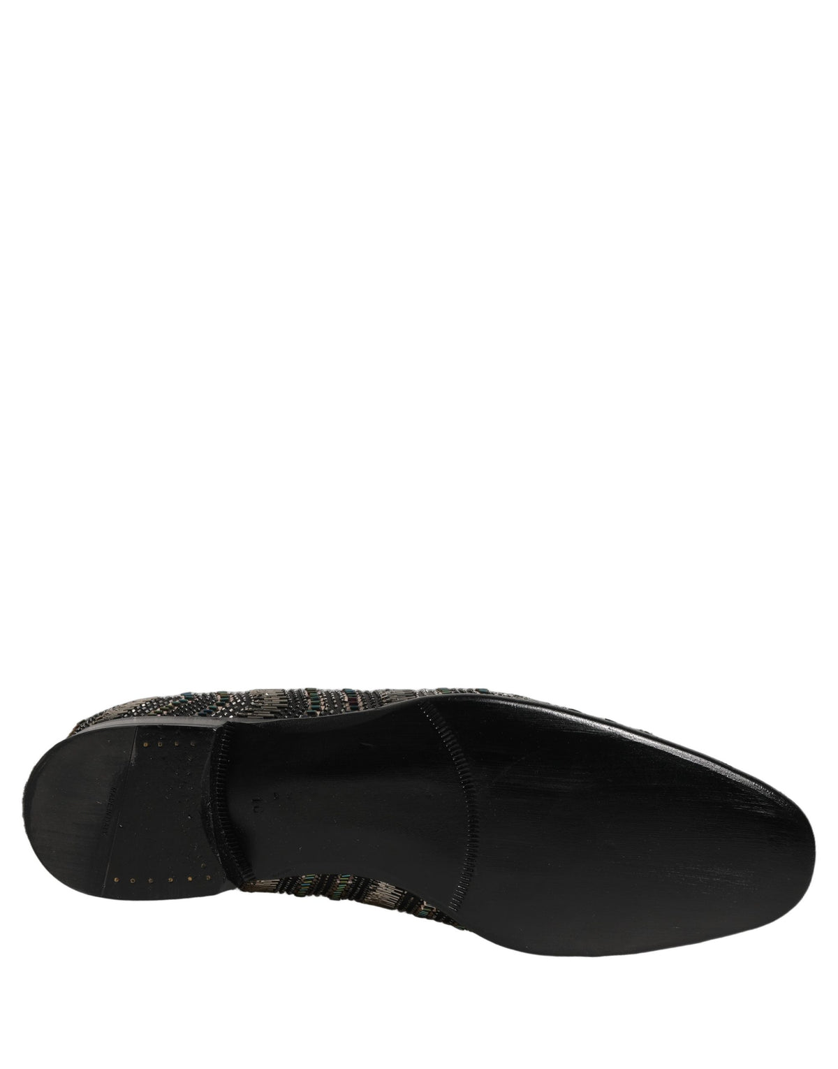 Dolce & Gabbana Black Silver Embellished Slip On Loafers Shoes