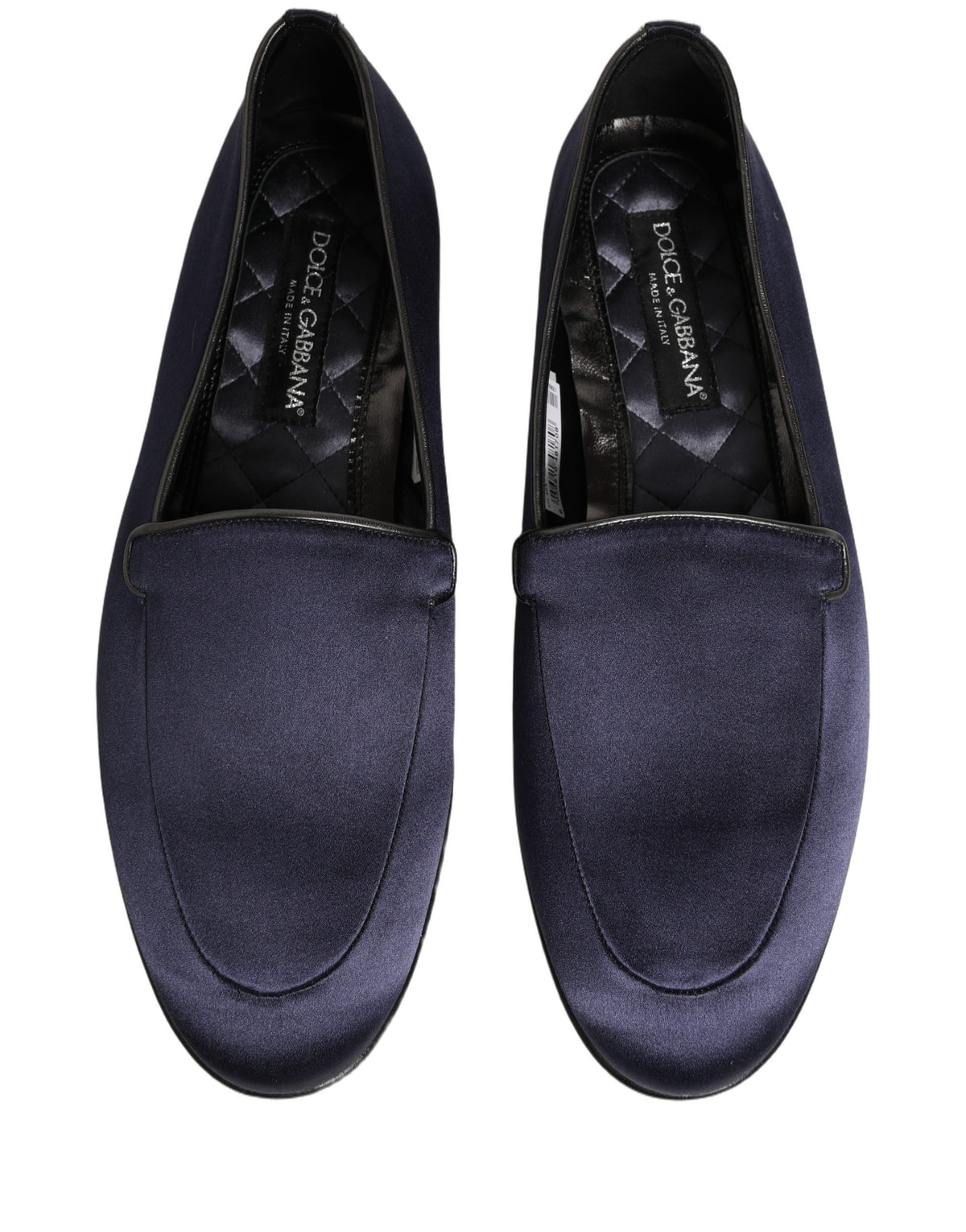 Dolce & Gabbana Blue Satin Logo Slip On Flats Loafers Shoes