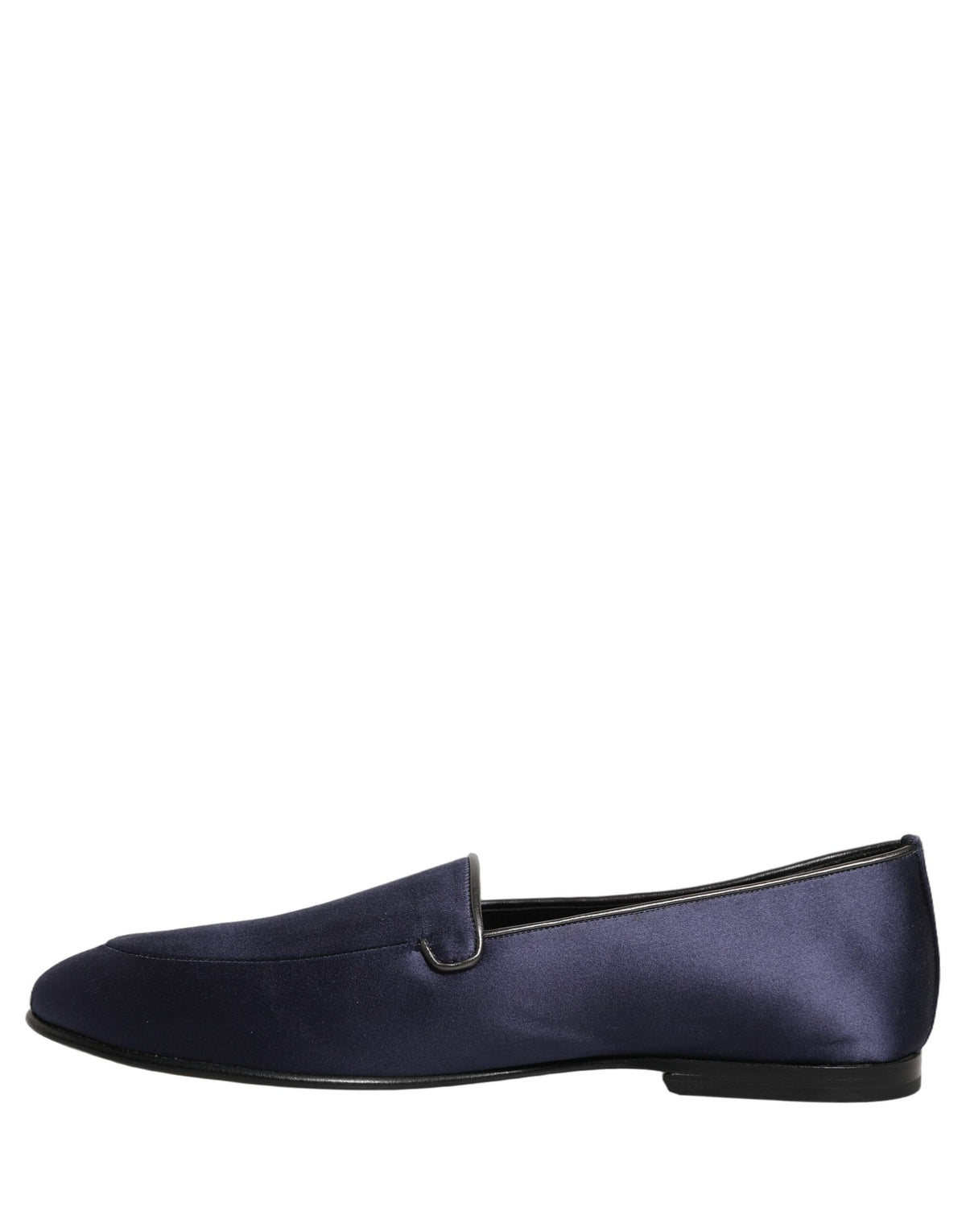 Dolce & Gabbana Blue Satin Logo Slip On Flats Loafers Shoes