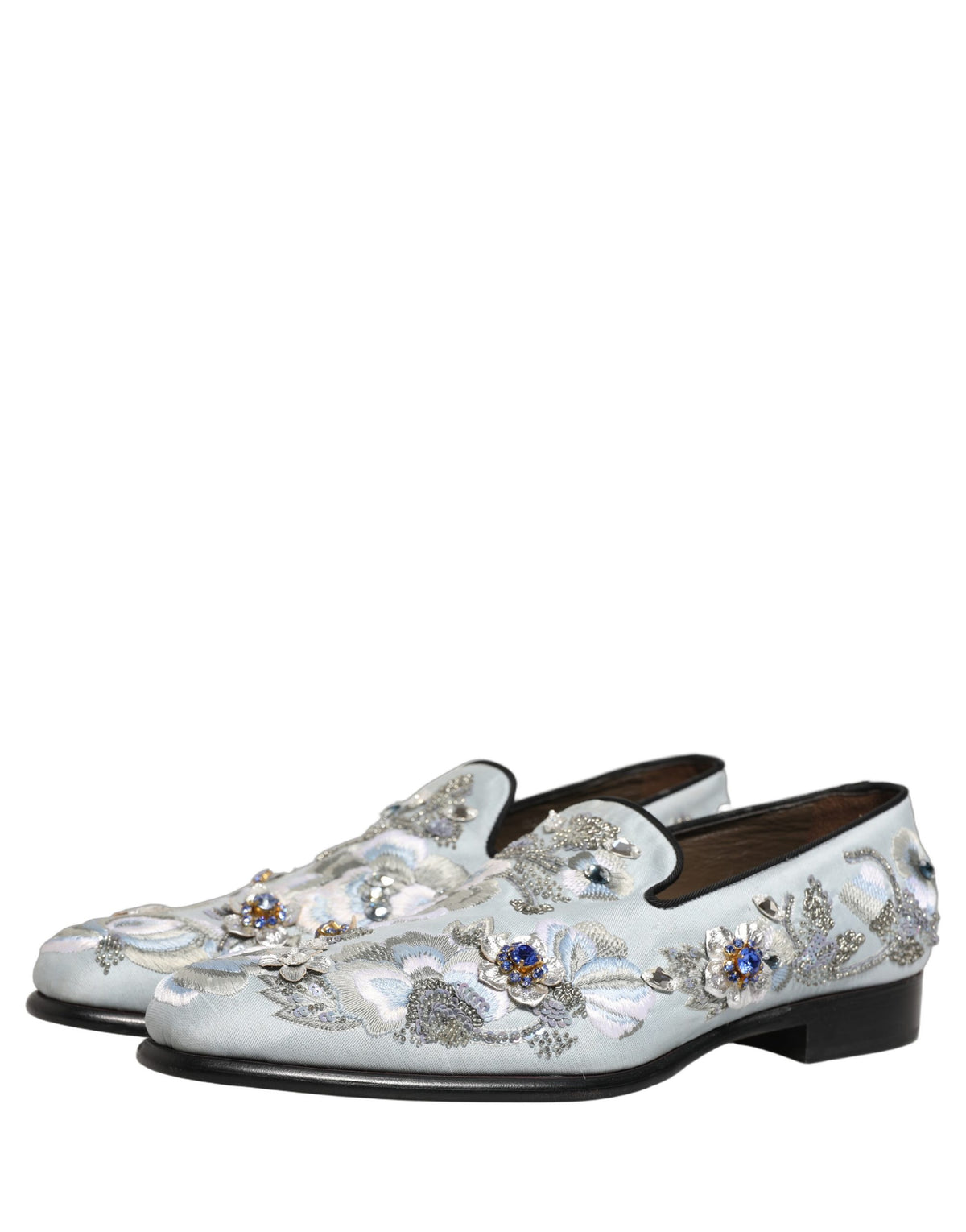 Dolce & Gabbana White Floral Embellished Men Loafers  Shoes