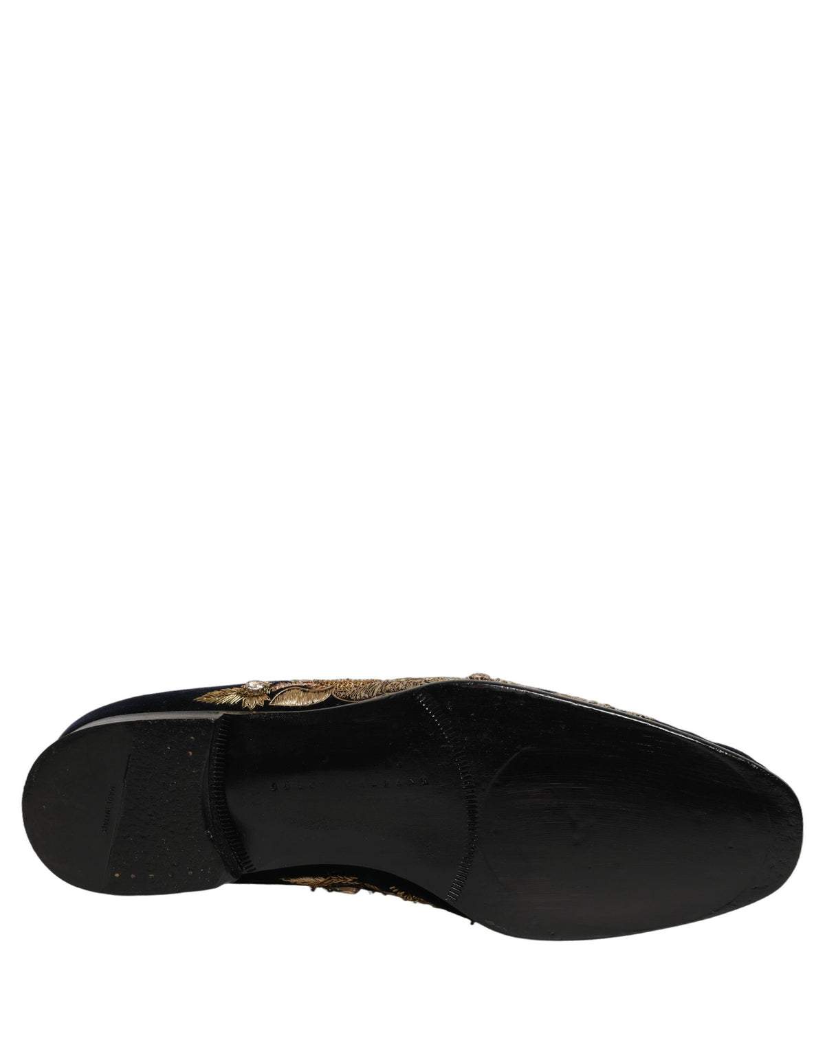Dolce & Gabbana Black Gold Embroidery Dress Loafers Shoes