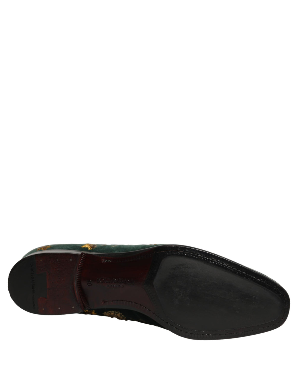 Dolce & Gabbana Green Floral Embroidery Dress Loafers Shoes