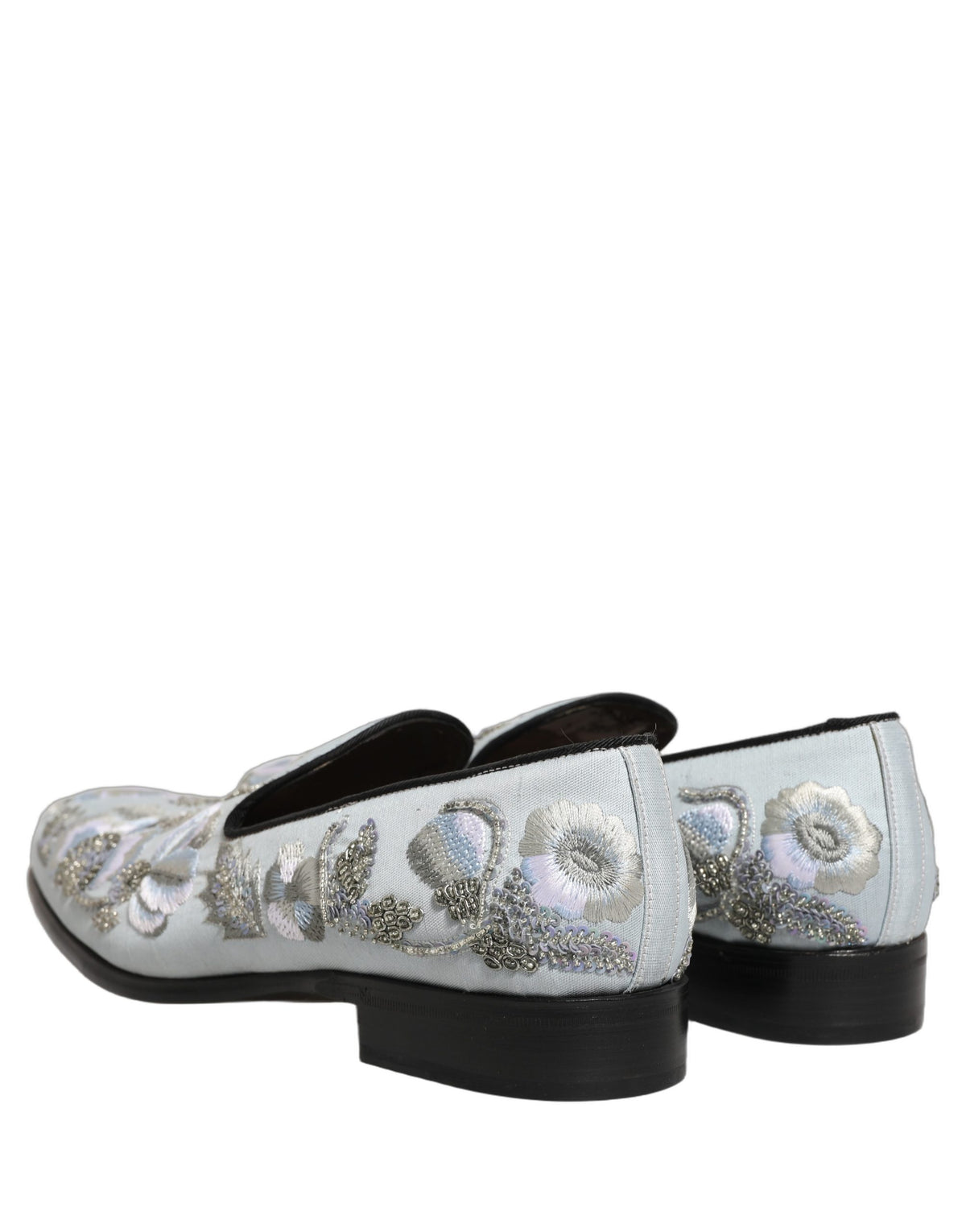 Dolce & Gabbana White Floral Embellished Men Loafers Shoes