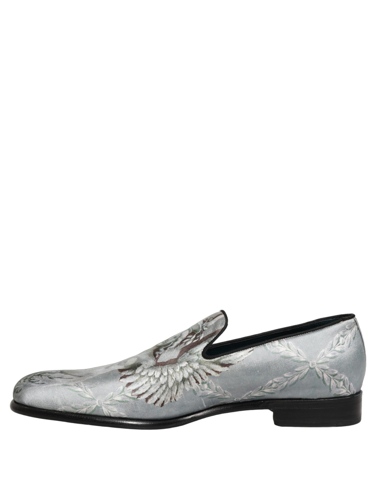 Dolce & Gabbana Gray Baroque Angel Velvet Men Loafers Shoes
