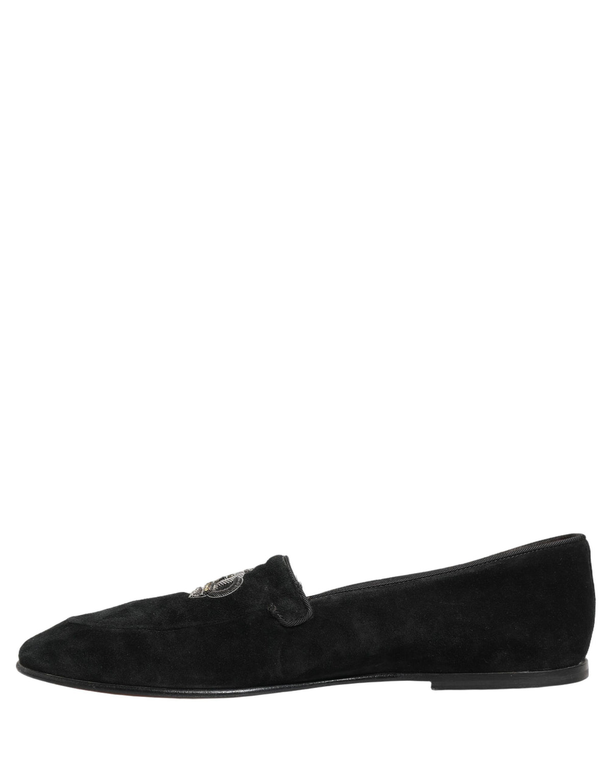Dolce & Gabbana Black Crown Embellished Dress Loafers Shoes