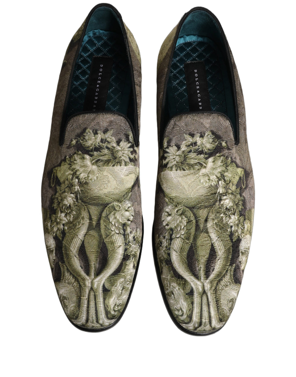 Dolce & Gabbana Brown Baroque Print Slip On Men Loafers Shoes
