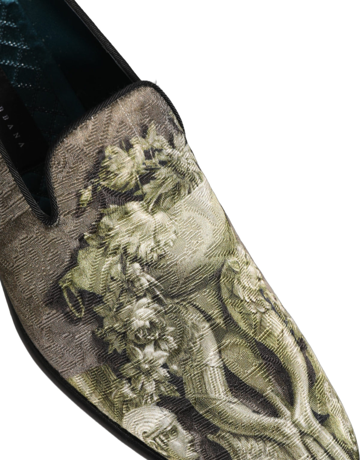 Dolce & Gabbana Brown Baroque Print Slip On Men Loafers Shoes
